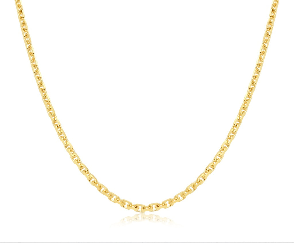 9K Solid Hammered Diamond Cut Cable Chain 2.2mm