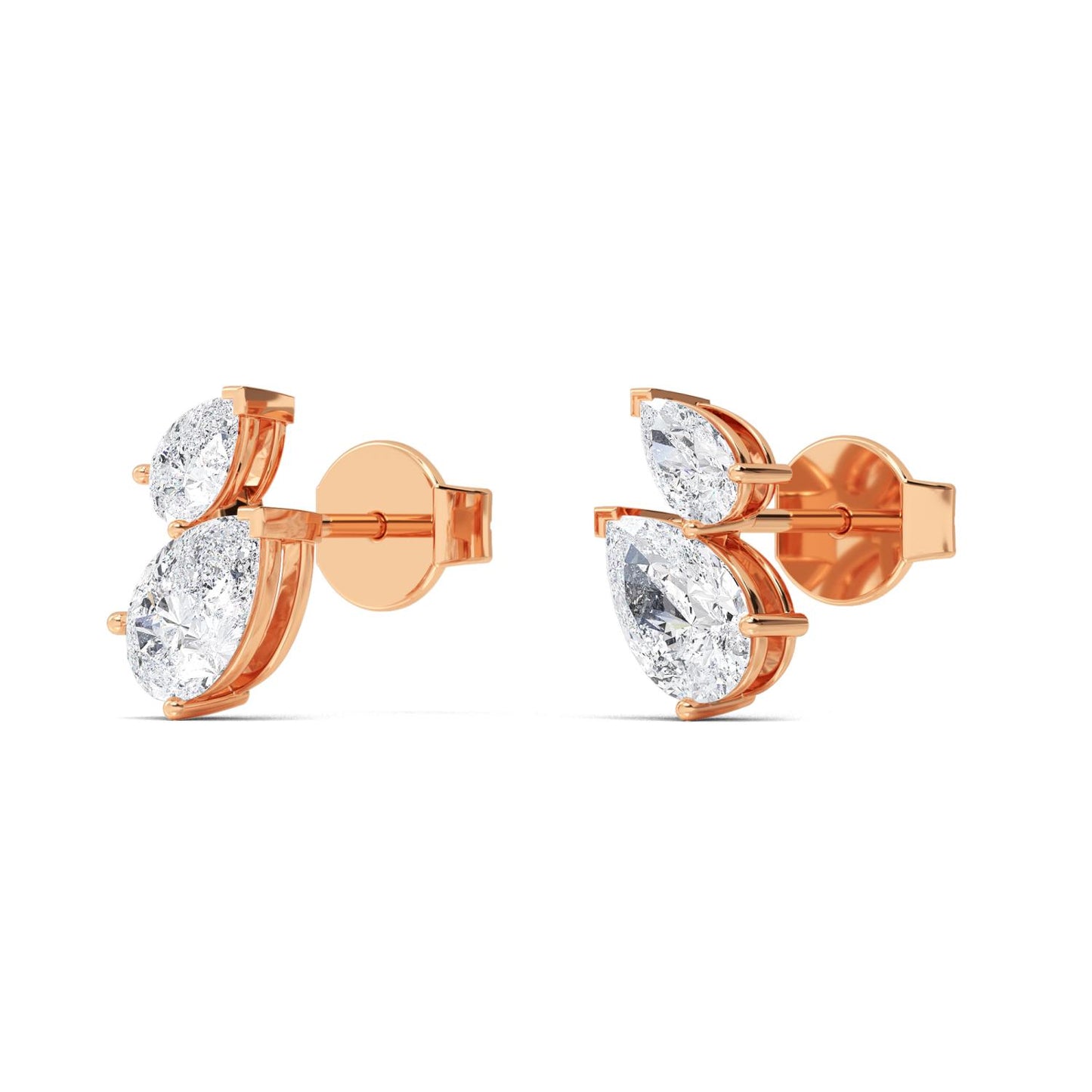 9K Rose Gold Lab Grown Diamond EARRINGS 1.89 ctw E32361PEPE-1.88CT