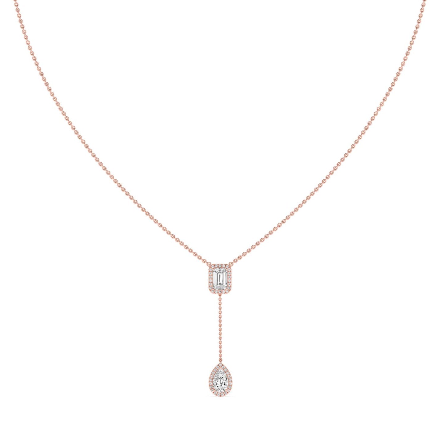 9K Rose Gold Lab Grown Diamond NECKLACE 2.01 ctw N08546EMPE-1.75CT