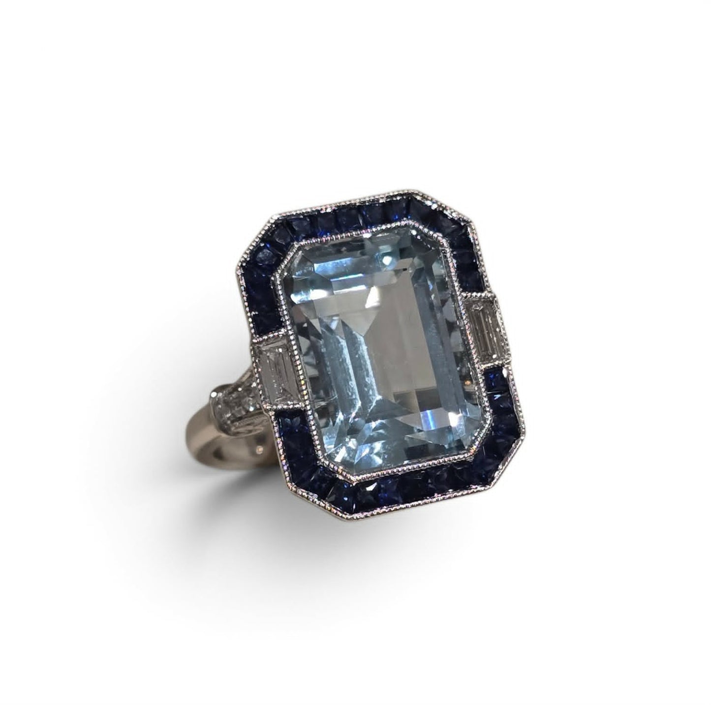 Riviera Aquamarine and Sapphire Ring