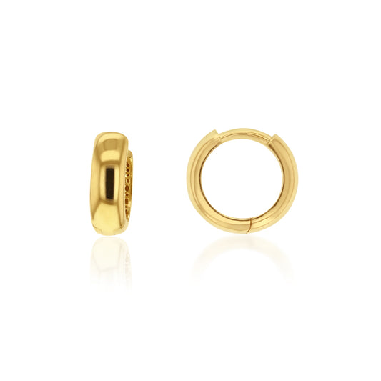 18ct YG Plain Huggie Earrings - Small