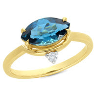 London Blue Topaz & Diamond 9ct Gold Ring