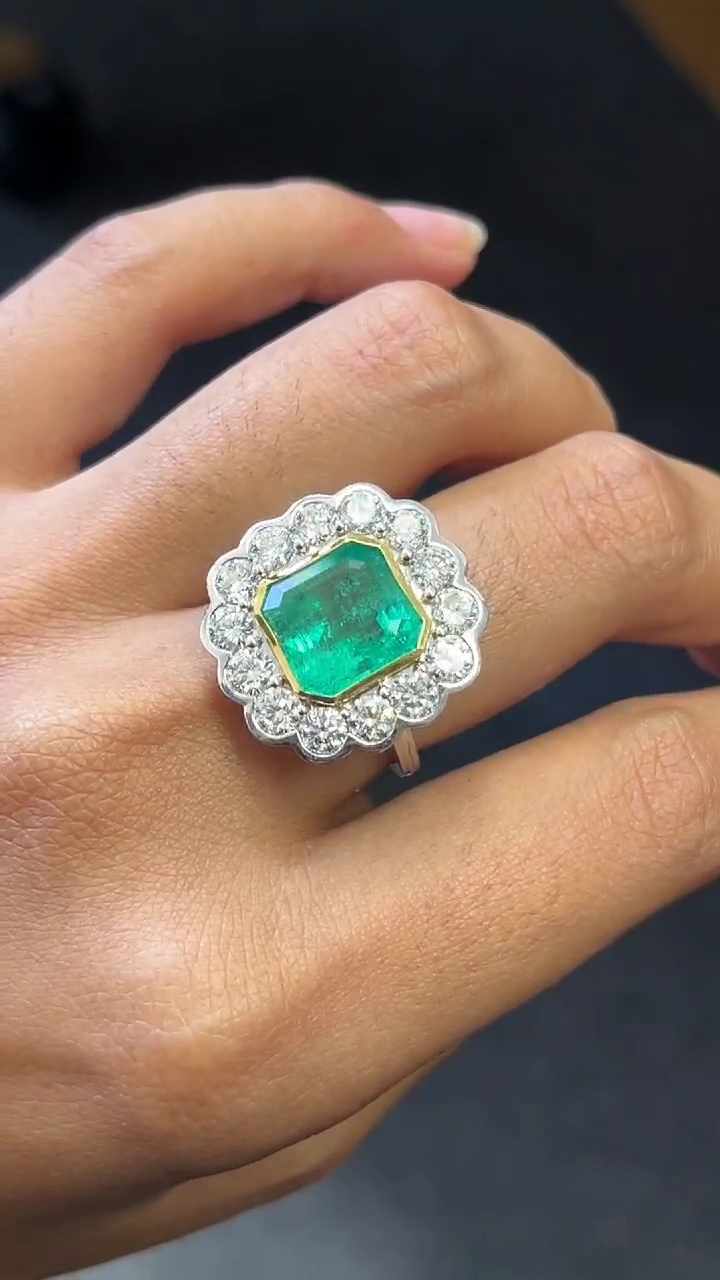 5 Carat Columbian Emerald & Diamond Ring