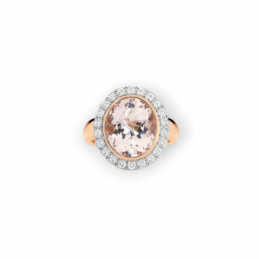 9ct Oval Morganite & Diamond Ring