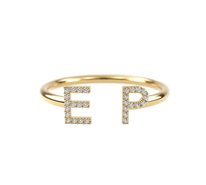 14ct Personalized Two Initials Diamond Ring