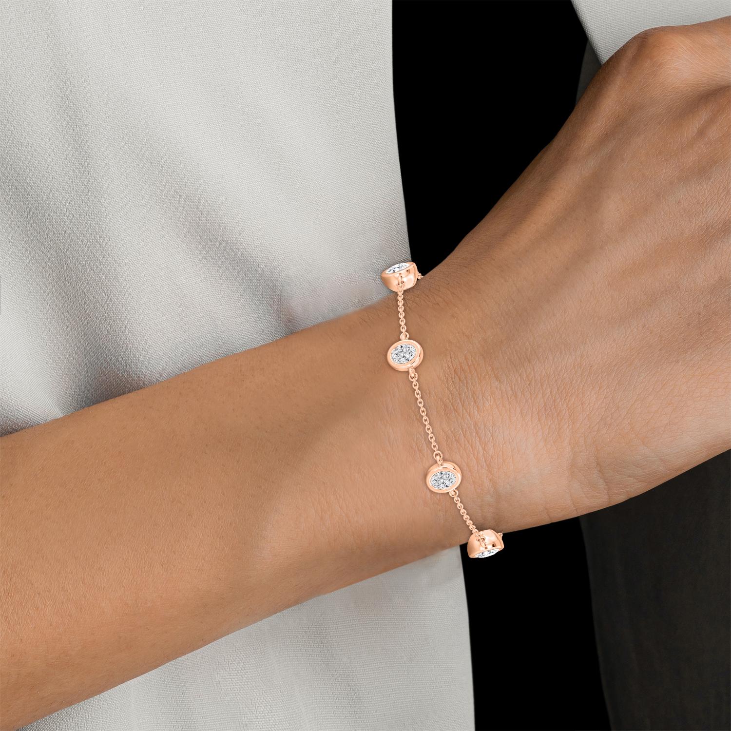 9K Rose Gold Lab Grown Diamond BRACELET 0.95 ctw BR20036OV-1