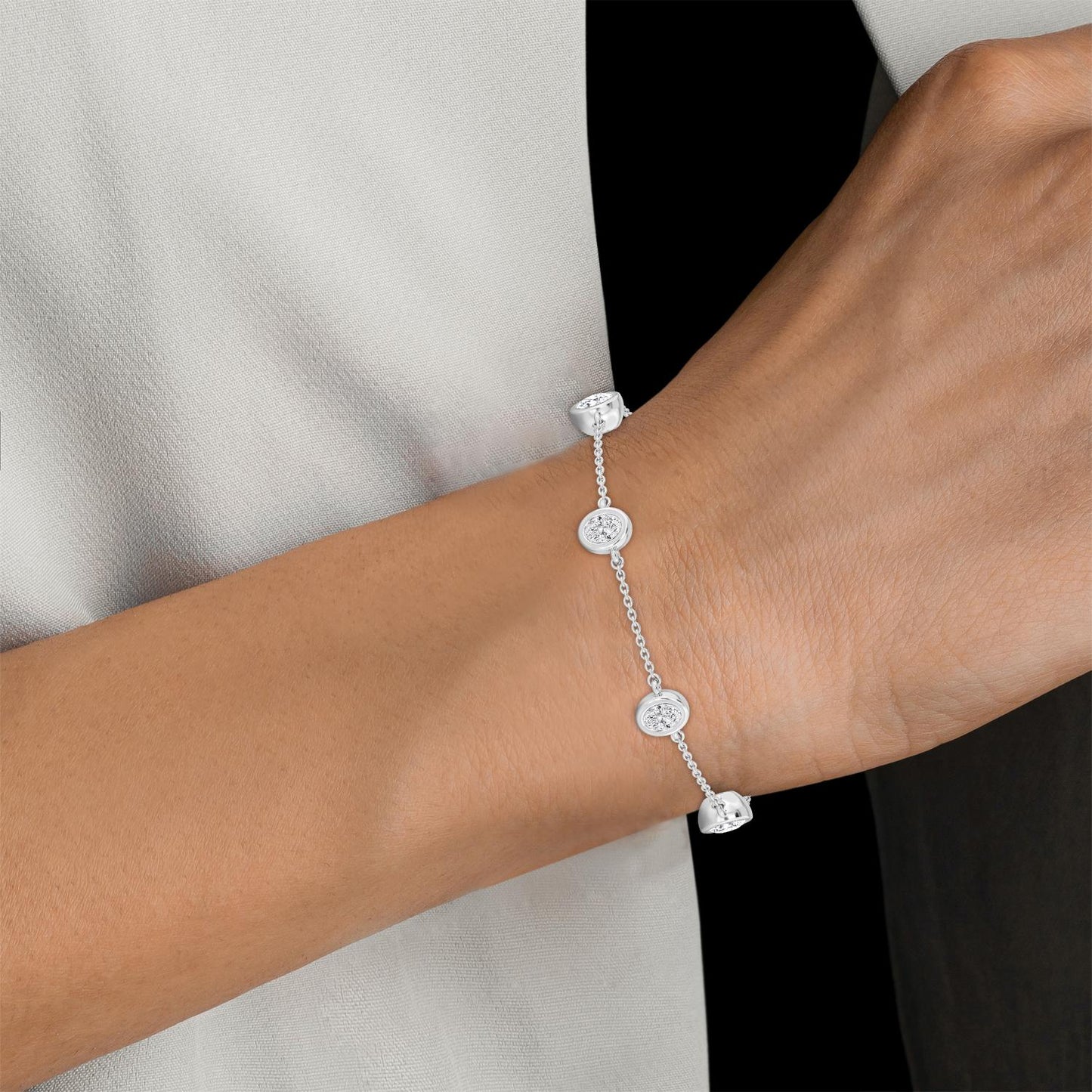 9K White Gold Lab Grown Diamond BRACELET 0.95 ctw BR20036OV-1