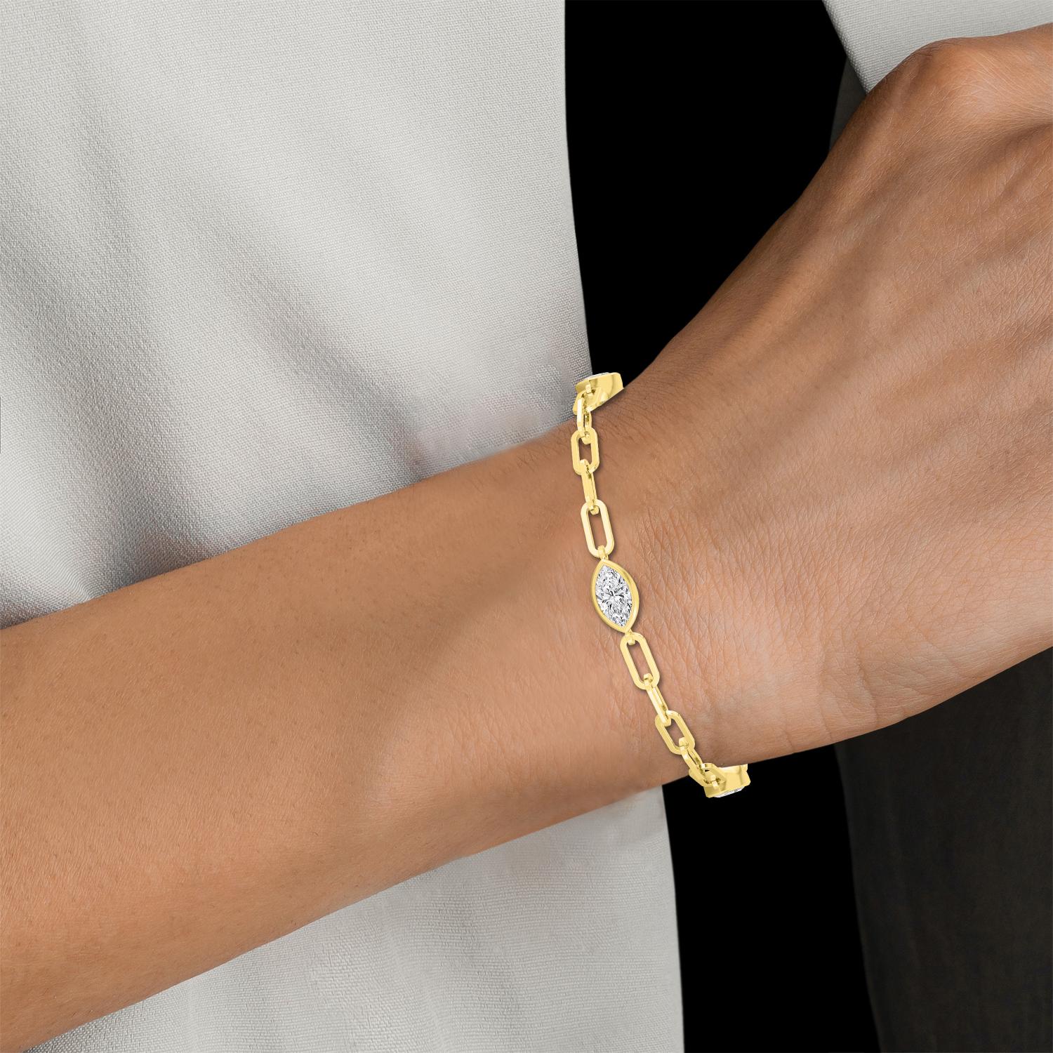 Yellow Gold Lab Grown Diamond BRACELET 2.16 ctw BR20458MQ-0.72CT-7IN
