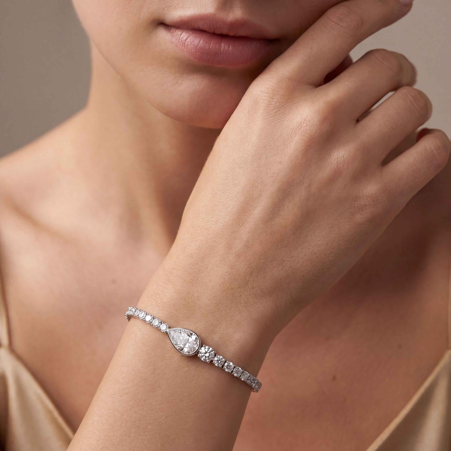 9K White Gold Lab Grown Diamond BRACELET 5.06 ctw BR20655-5.25CT-7IN