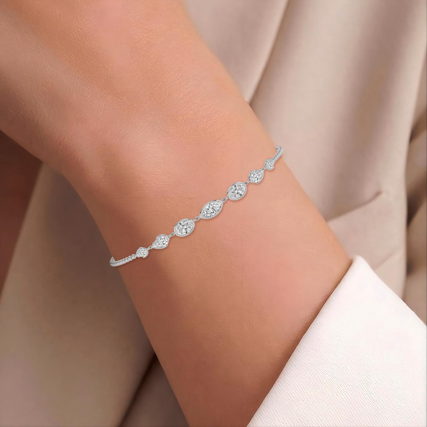 9K White Gold Lab Grown Diamond BRACELET 1.77 ctw BR20666-1.75CT-7IN