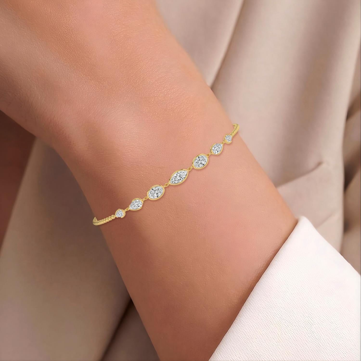 9K Yellow Gold Lab Grown Diamond BRACELET 1.77 ctw BR20666-1.75CT-7IN