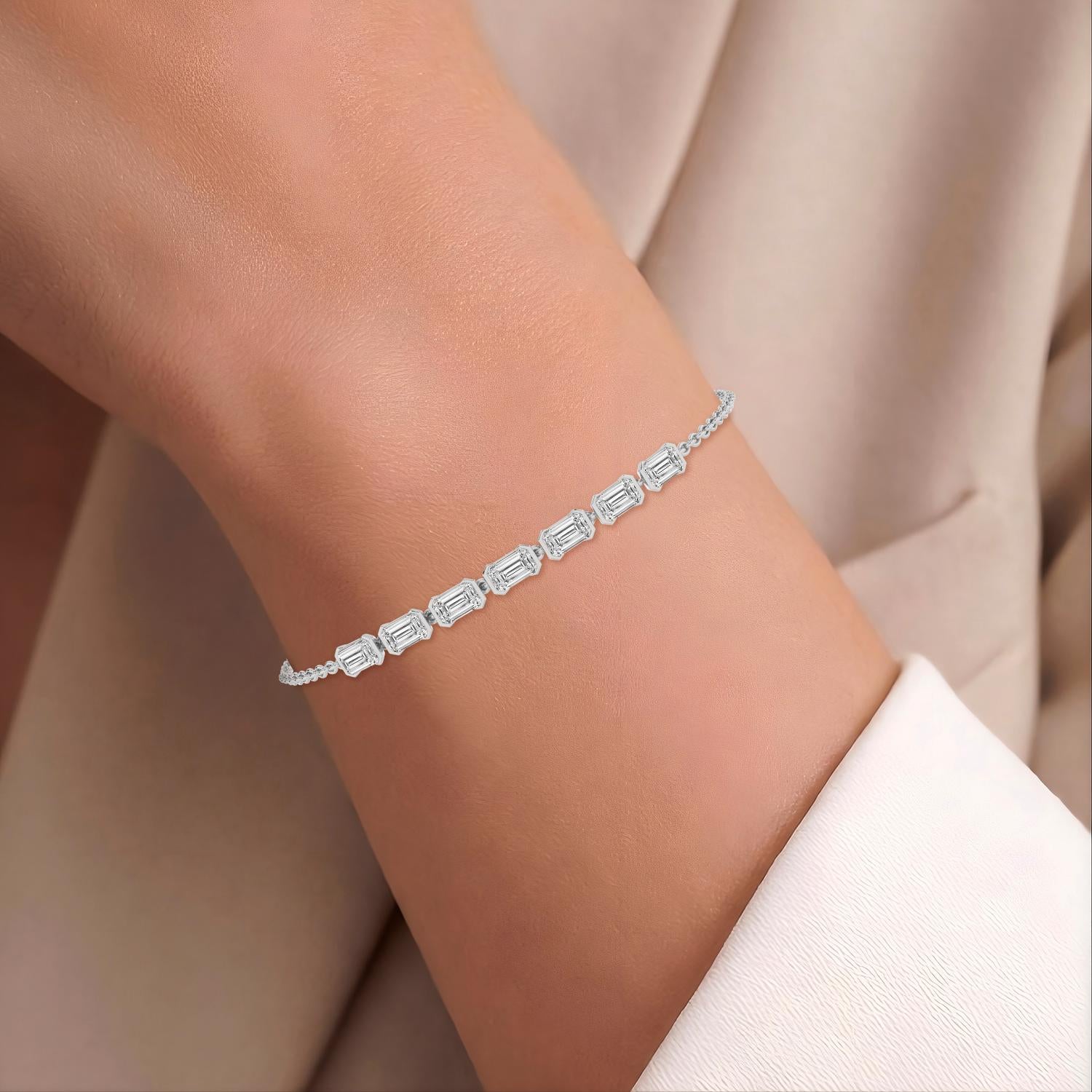 9K White Gold Lab Grown Diamond BRACELET 2.33 ctw BR20668EM-2.20CT-7IN