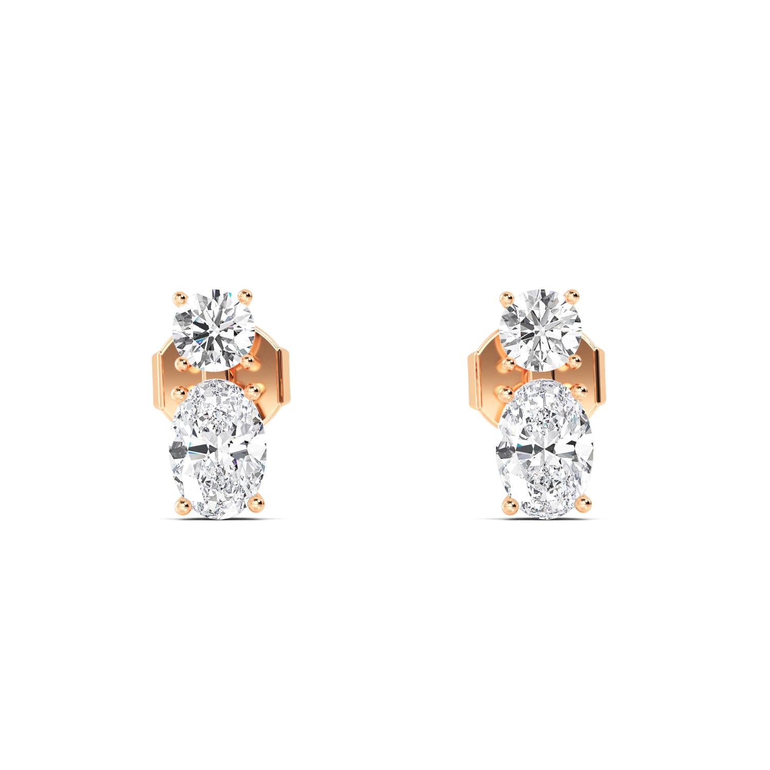 9K Rose Gold Lab Grown Diamond EARRINGS 1.55 ctw E32356RDOV-1.50CT