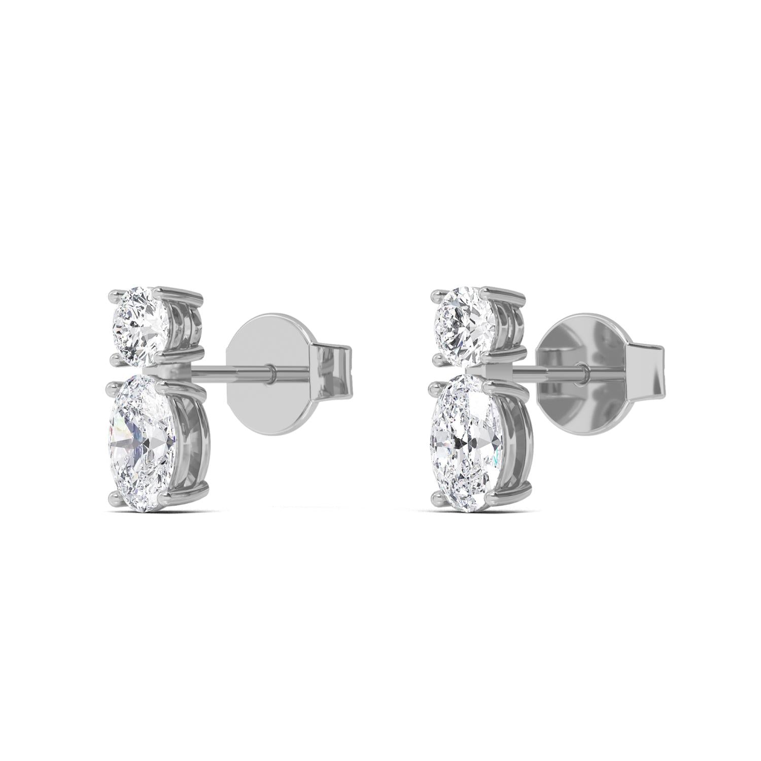 9K White Gold Lab Grown Diamond EARRINGS 1.55 ctw E32356RDOV-1.50CT
