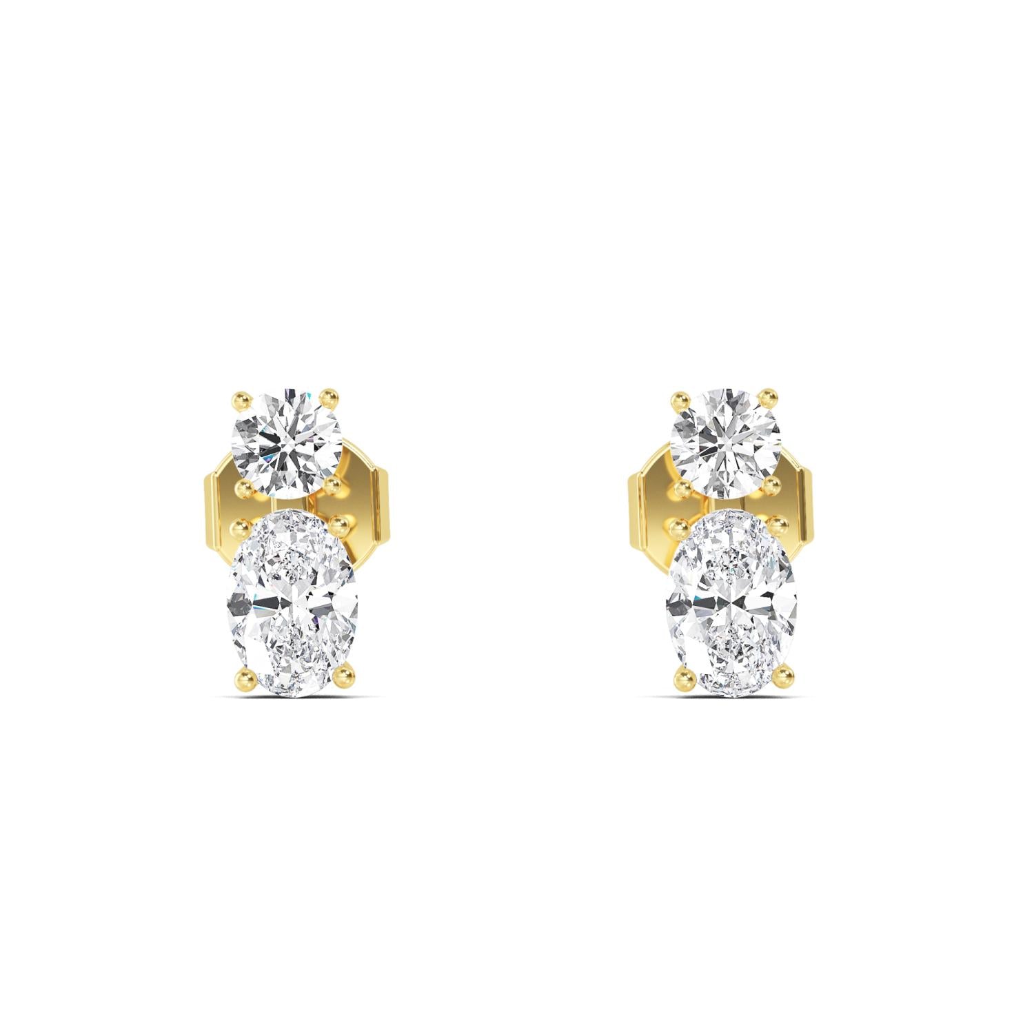 9K Yellow Gold Lab Grown Diamond EARRINGS 1.55 ctw E32356RDOV-1.50CT