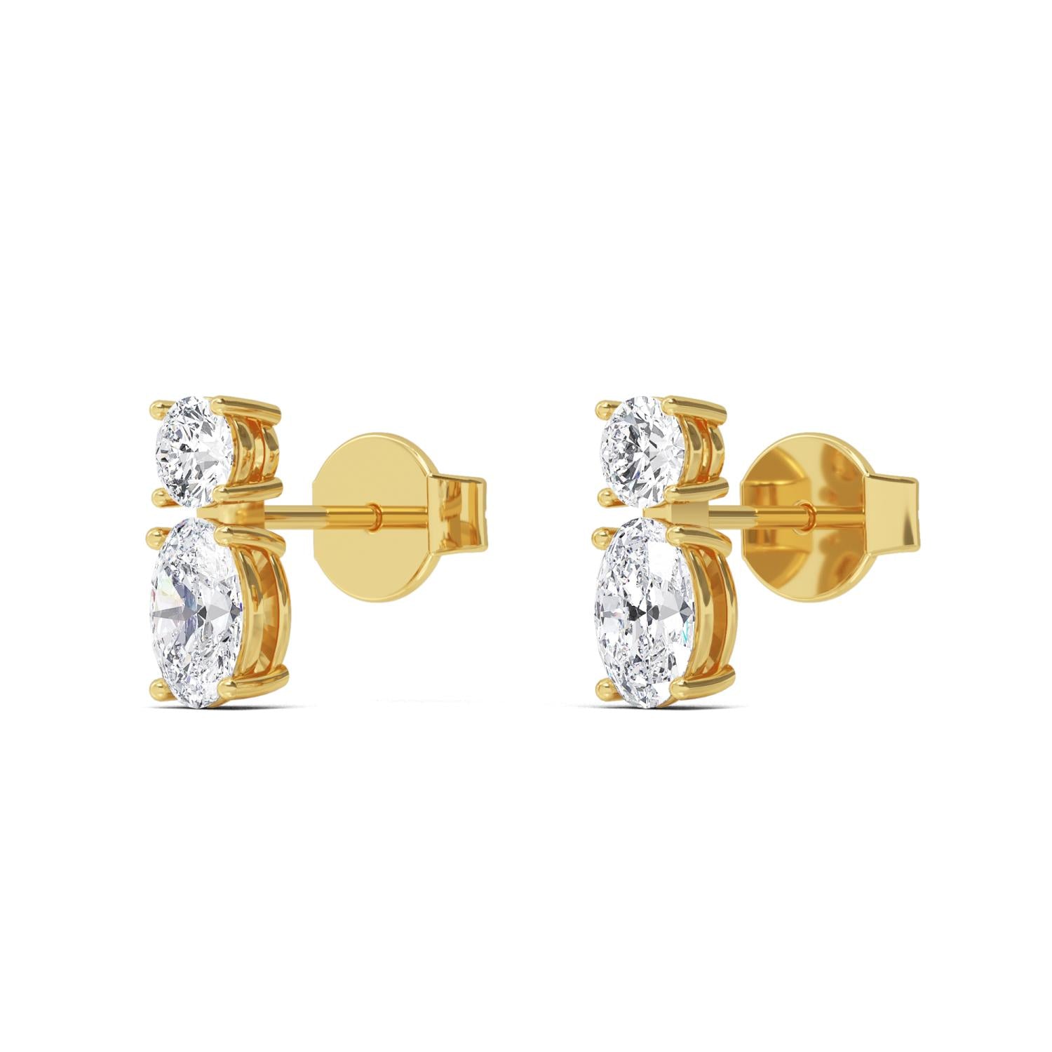 9K Yellow Gold Lab Grown Diamond EARRINGS 1.55 ctw E32356RDOV-1.50CT