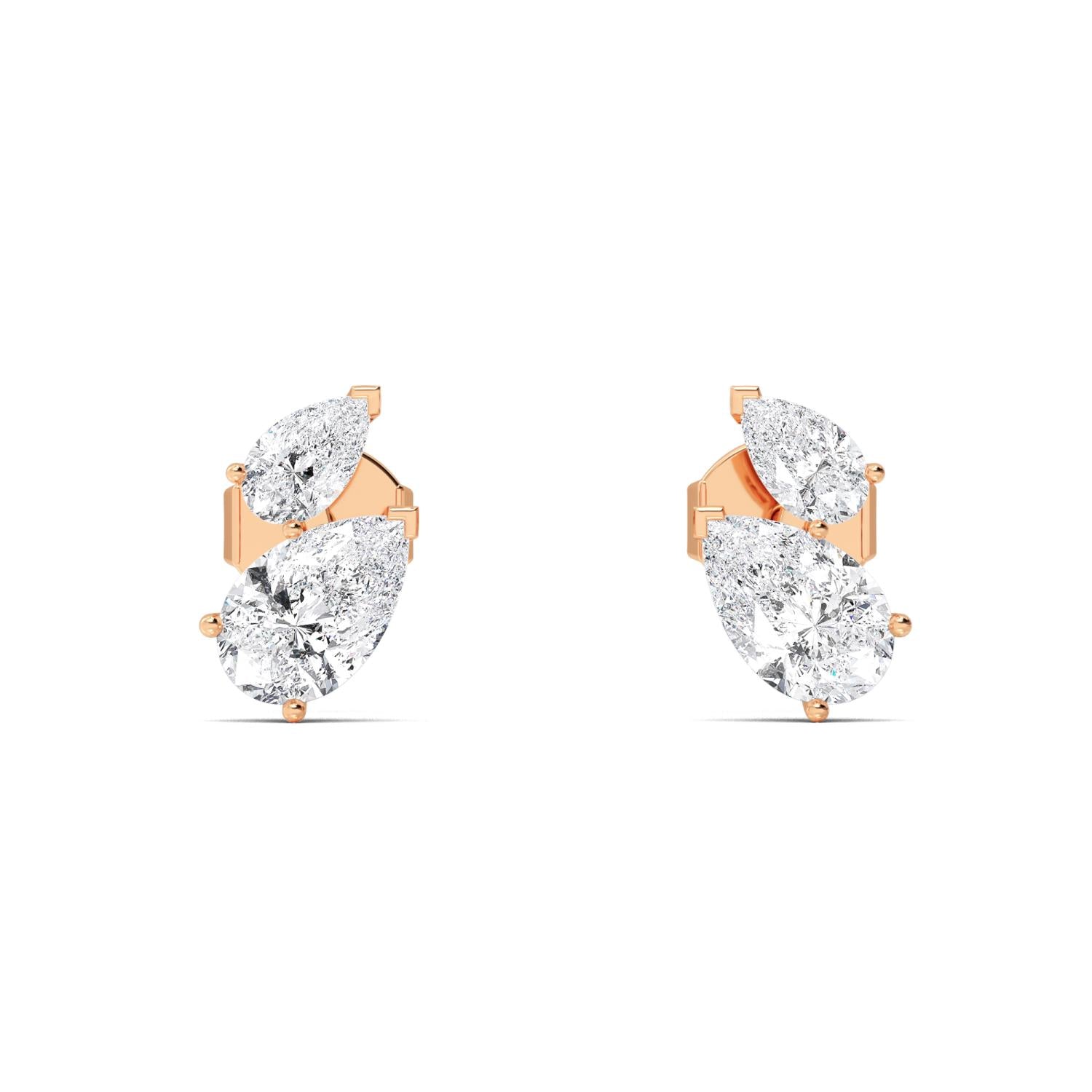 9K Rose Gold Lab Grown Diamond EARRINGS 1.89 ctw E32361PEPE-1.88CT