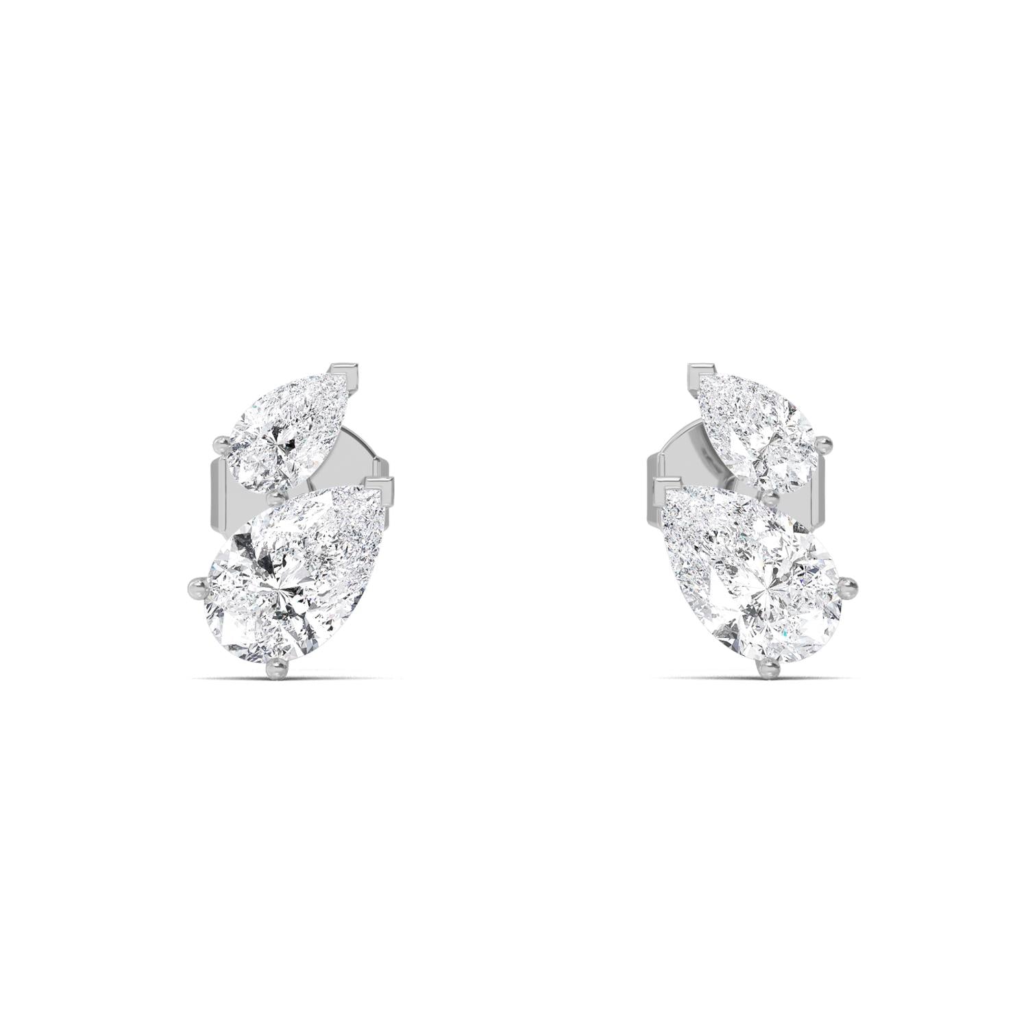 9K White Gold Lab Grown Diamond EARRINGS 1.89 ctw E32361PEPE-1.88CT