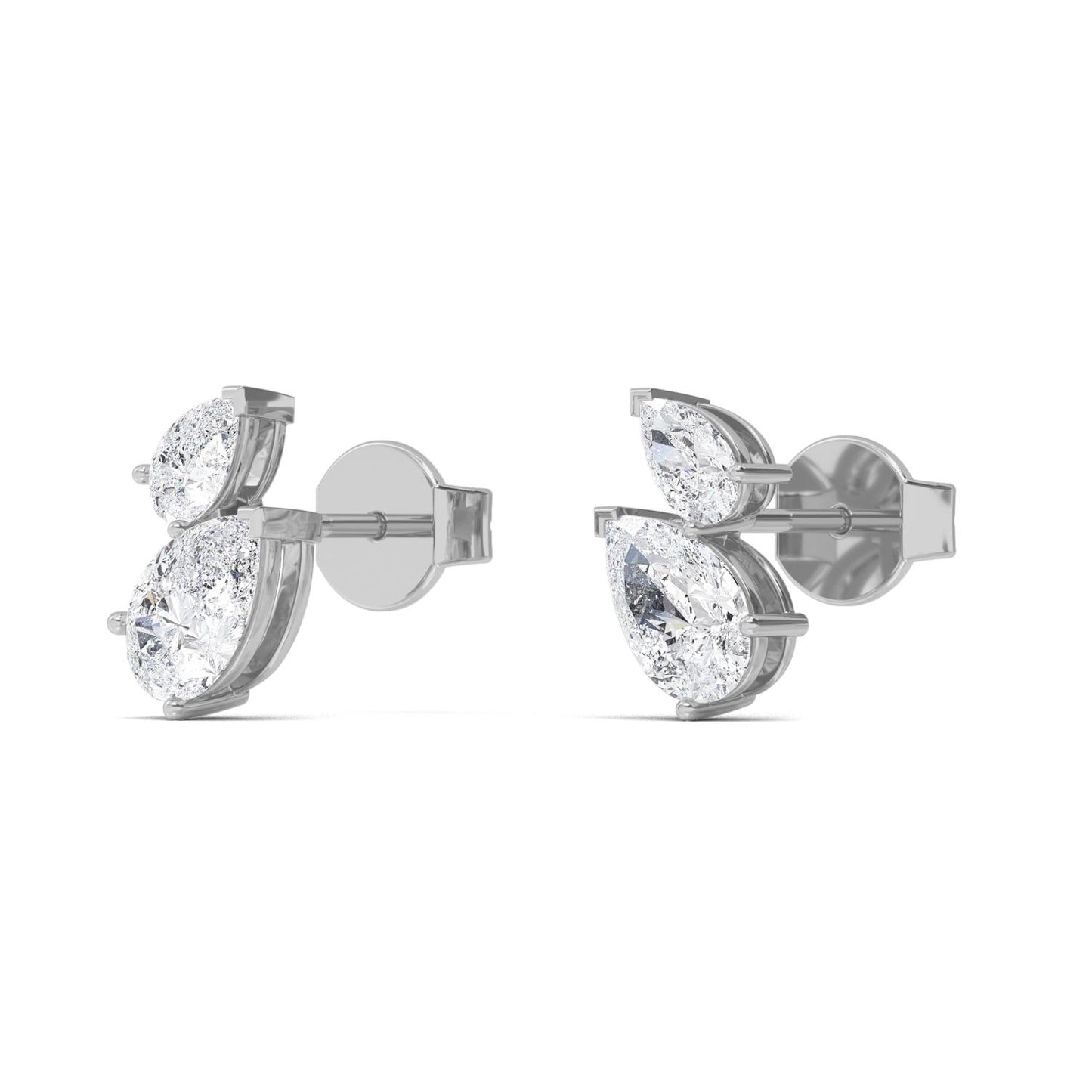 9K White Gold Lab Grown Diamond EARRINGS 1.89 ctw E32361PEPE-1.88CT