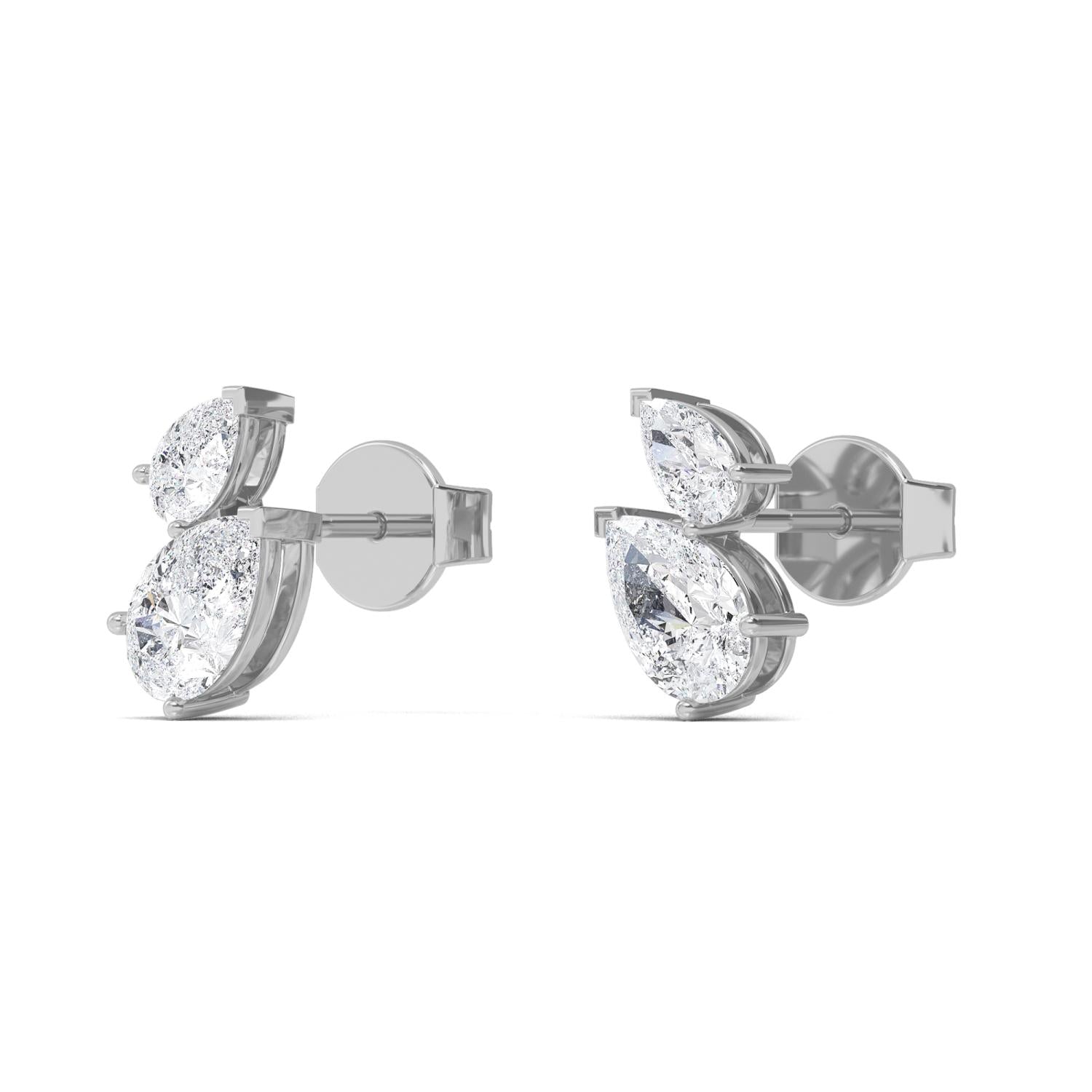 9K White Gold Lab Grown Diamond EARRINGS 1.89 ctw E32361PEPE-1.88CT