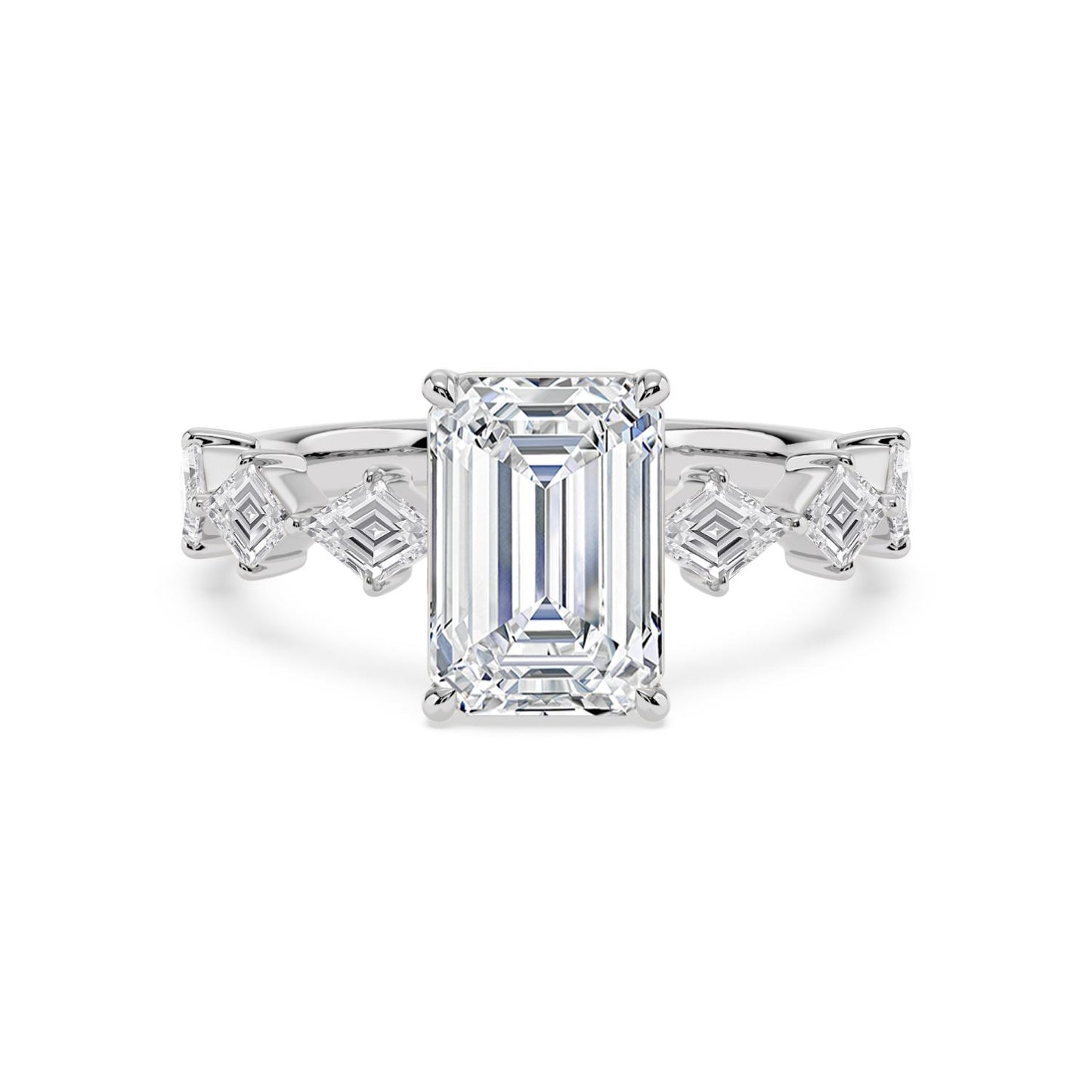 10K White Gold Lab Grown Diamond ENGAGEMENT RINGS 3.70 ctw ER00059EM-3