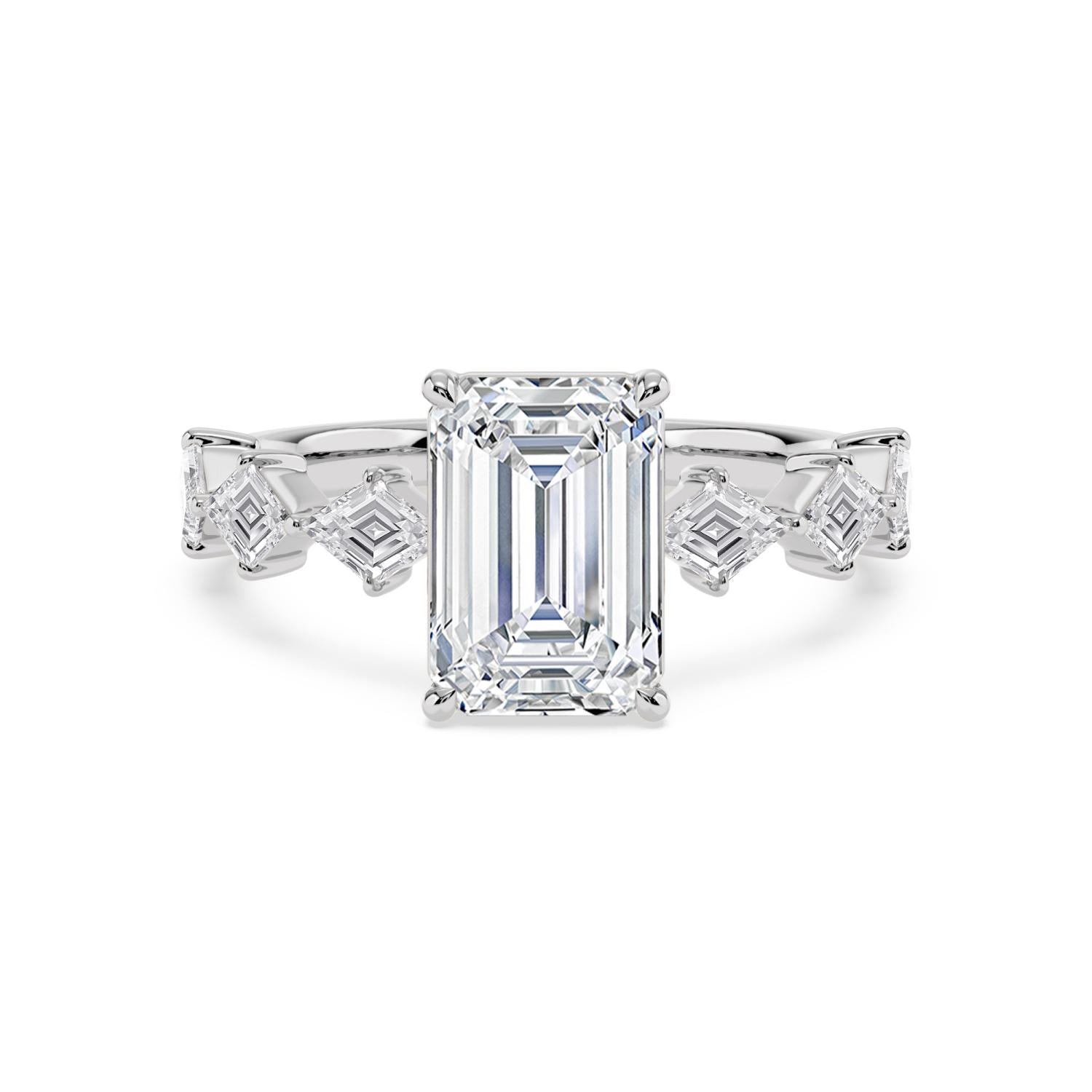 10K White Gold Lab Grown Diamond ENGAGEMENT RINGS 3.70 ctw ER00059EM-3