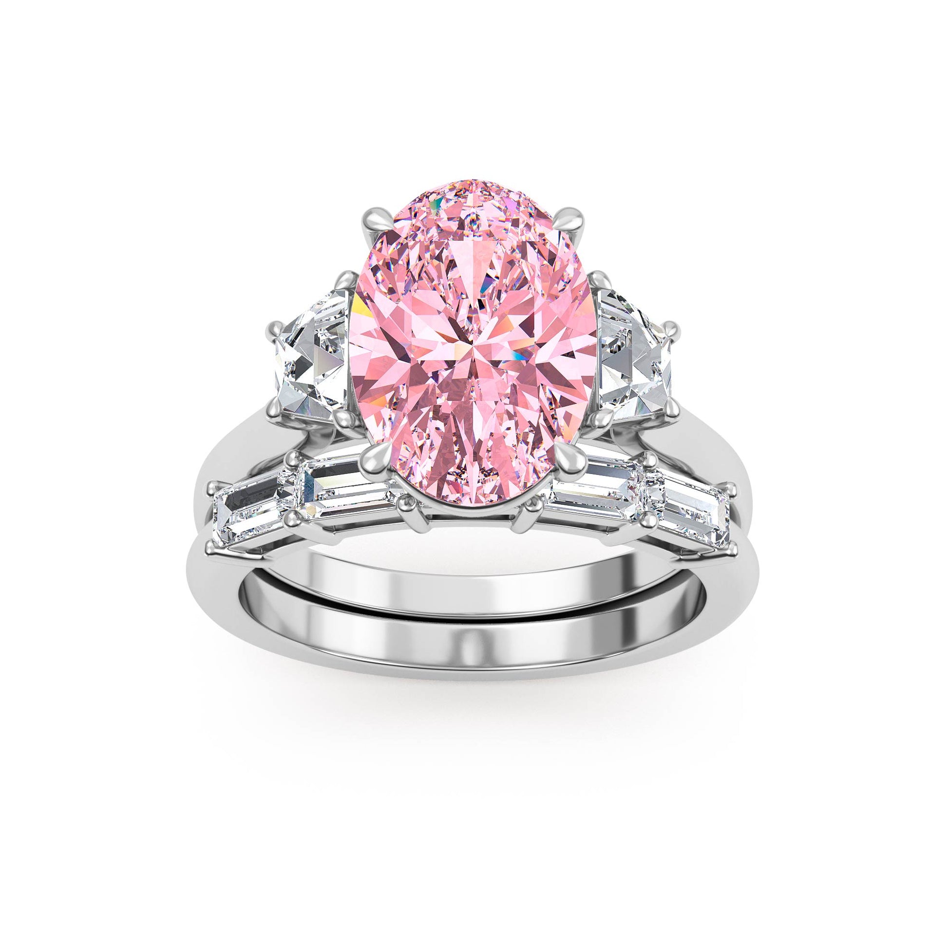 10K White Gold Lab Grown Diamond Engagement Ring 4.86 ctw ER00099OV-3