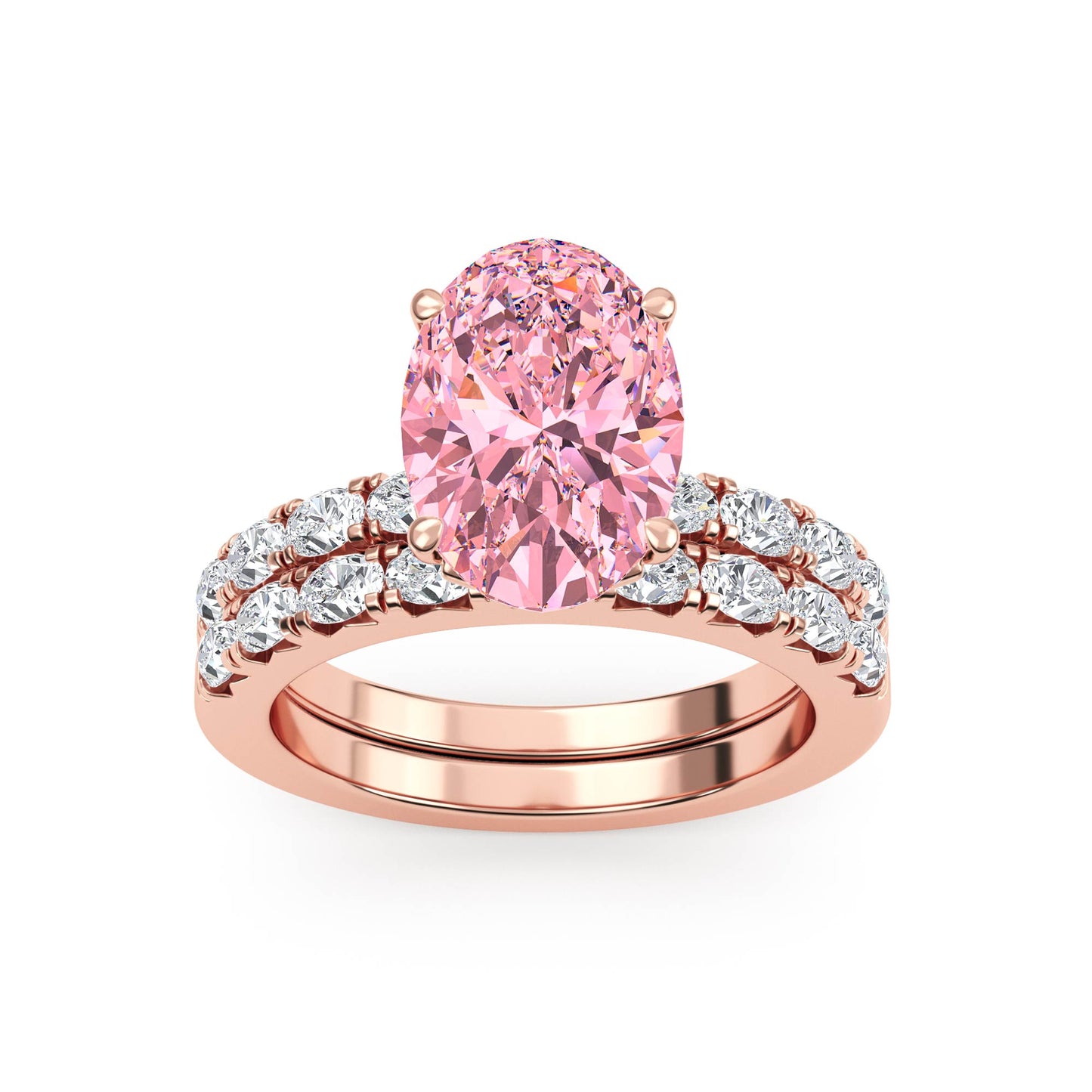 10K Rose Gold Lab Grown Diamond Engagement Ring 3.66 ctw ER00110OV-3