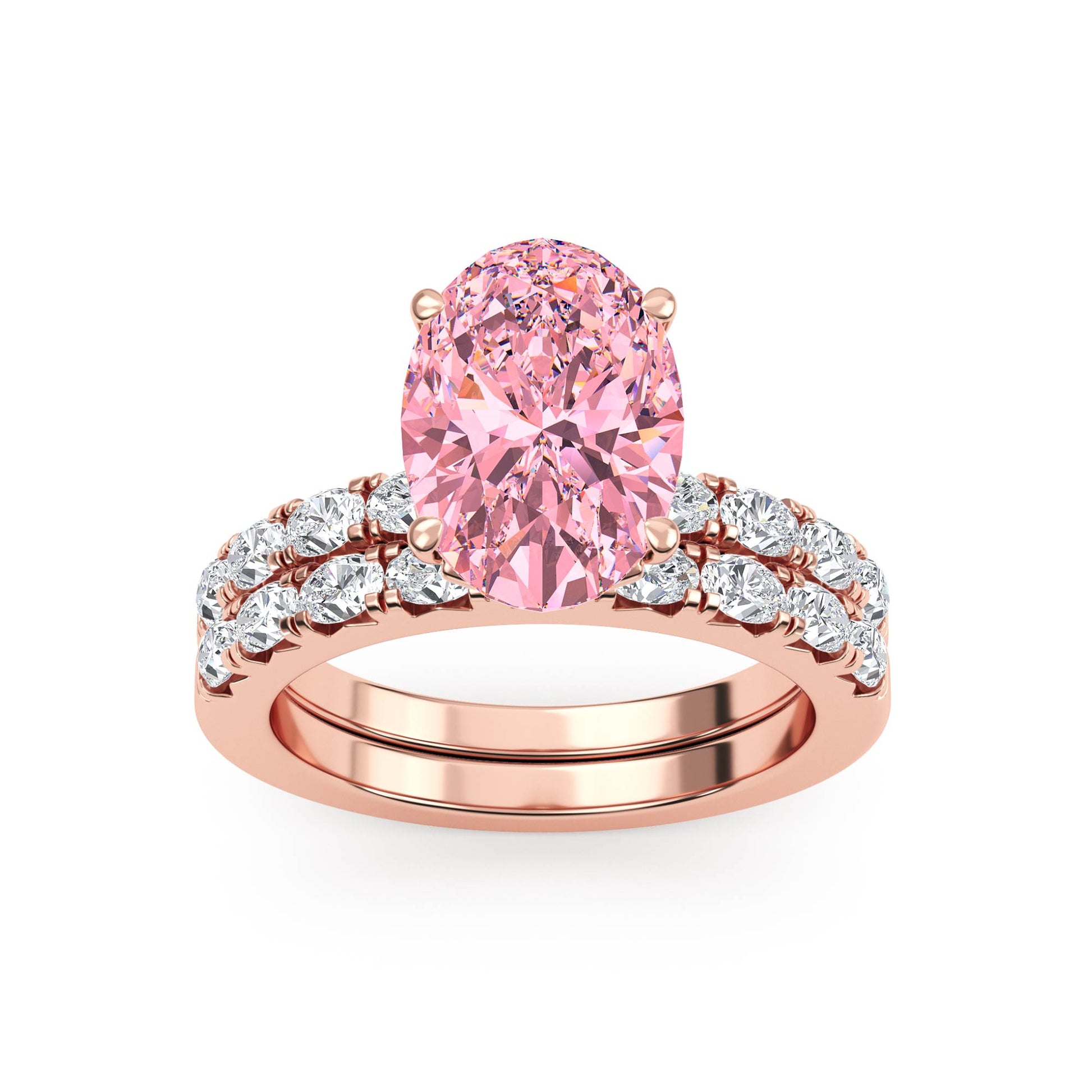 10K Rose Gold Lab Grown Diamond Engagement Ring 3.66 ctw ER00110OV-3
