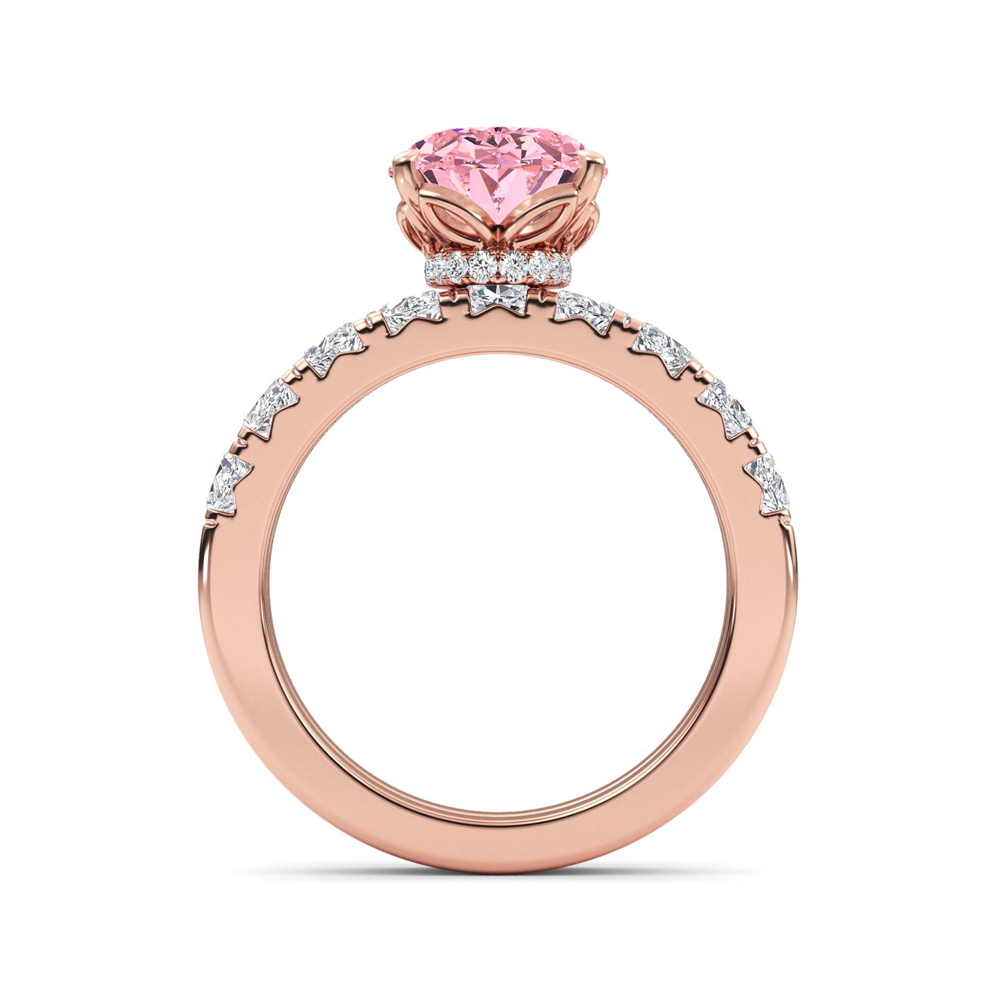 10K Rose Gold Lab Grown Diamond Engagement Ring 3.66 ctw ER00110OV-3