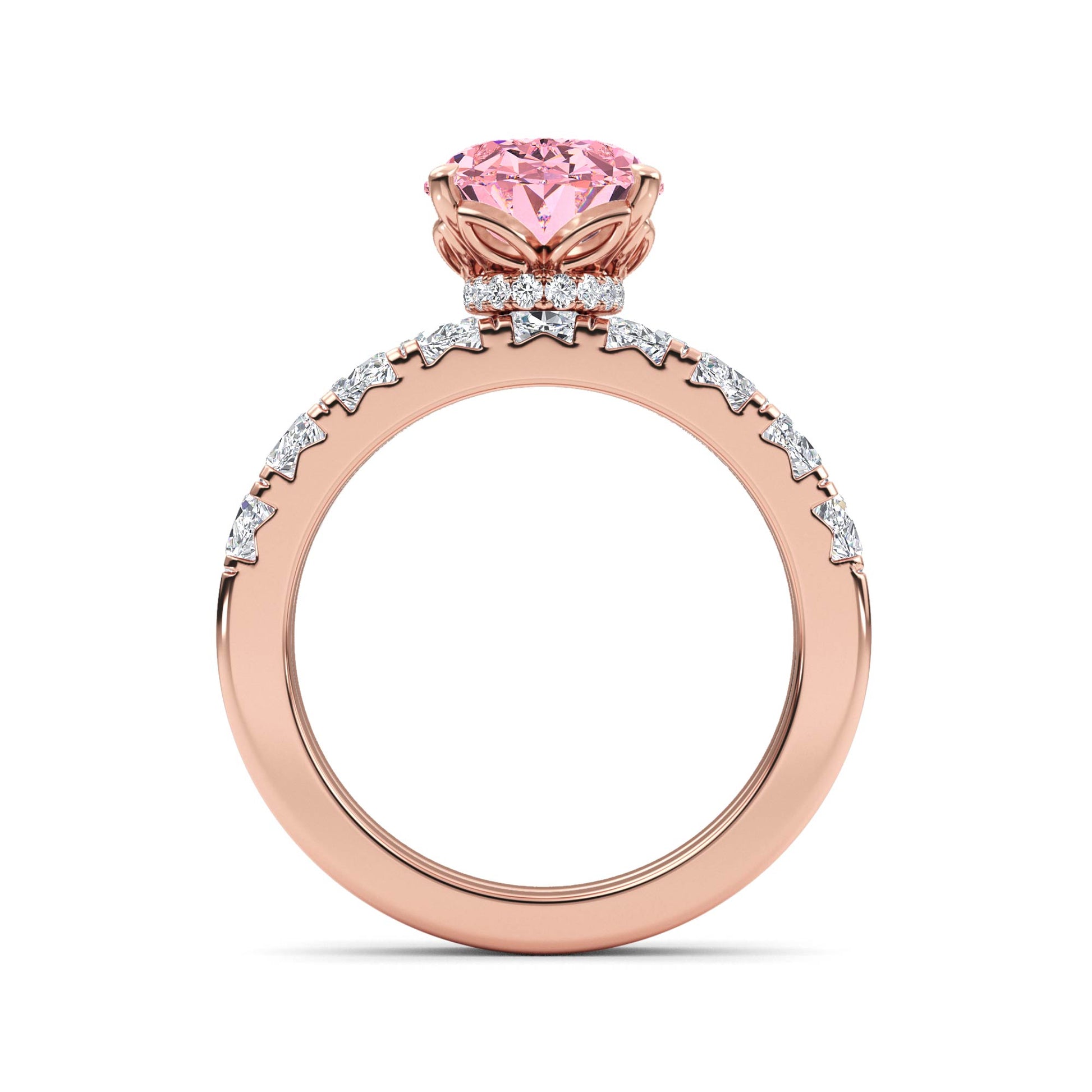 10K Rose Gold Lab Grown Diamond Engagement Ring 3.66 ctw ER00110OV-3