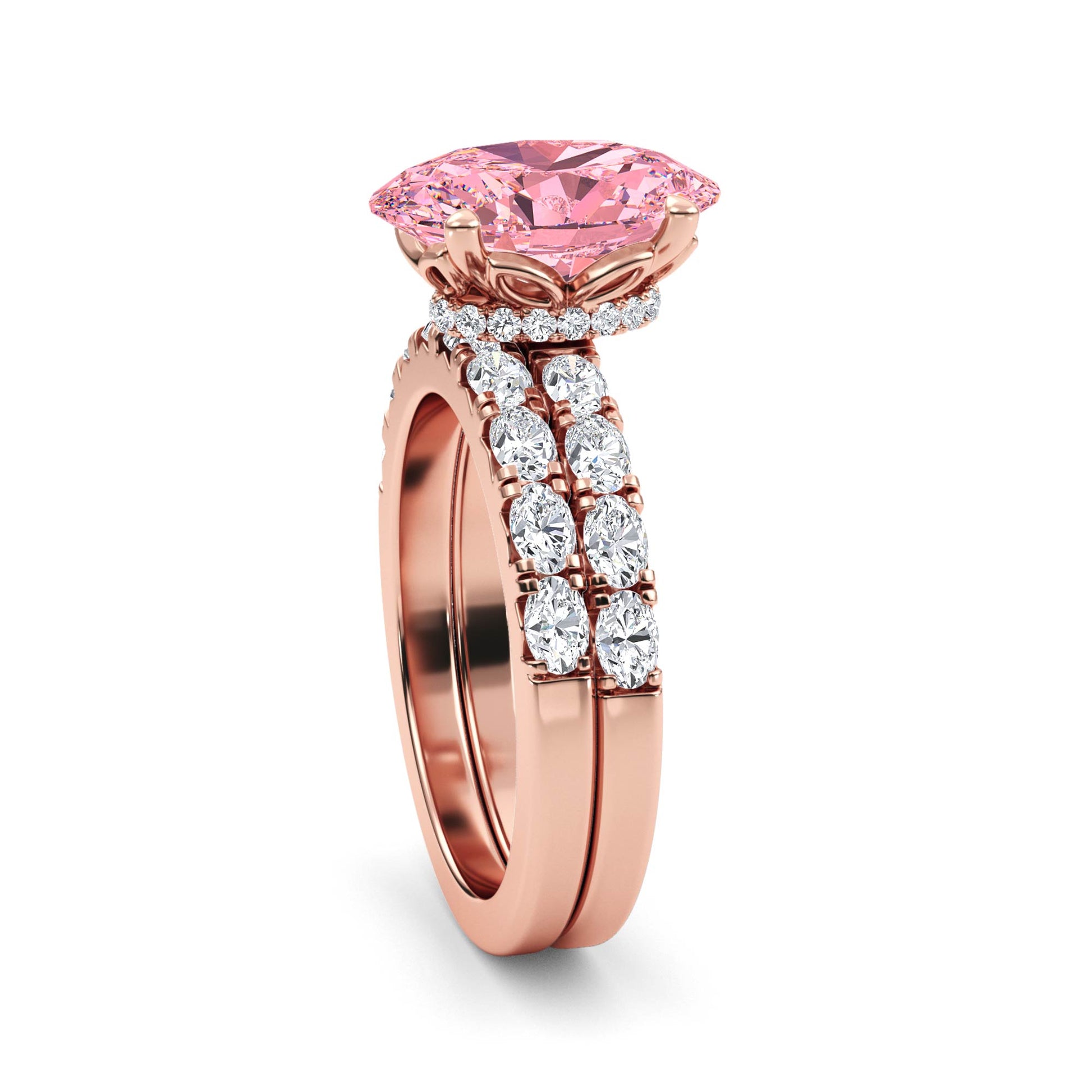10K Rose Gold Lab Grown Diamond Engagement Ring 3.66 ctw ER00110OV-3