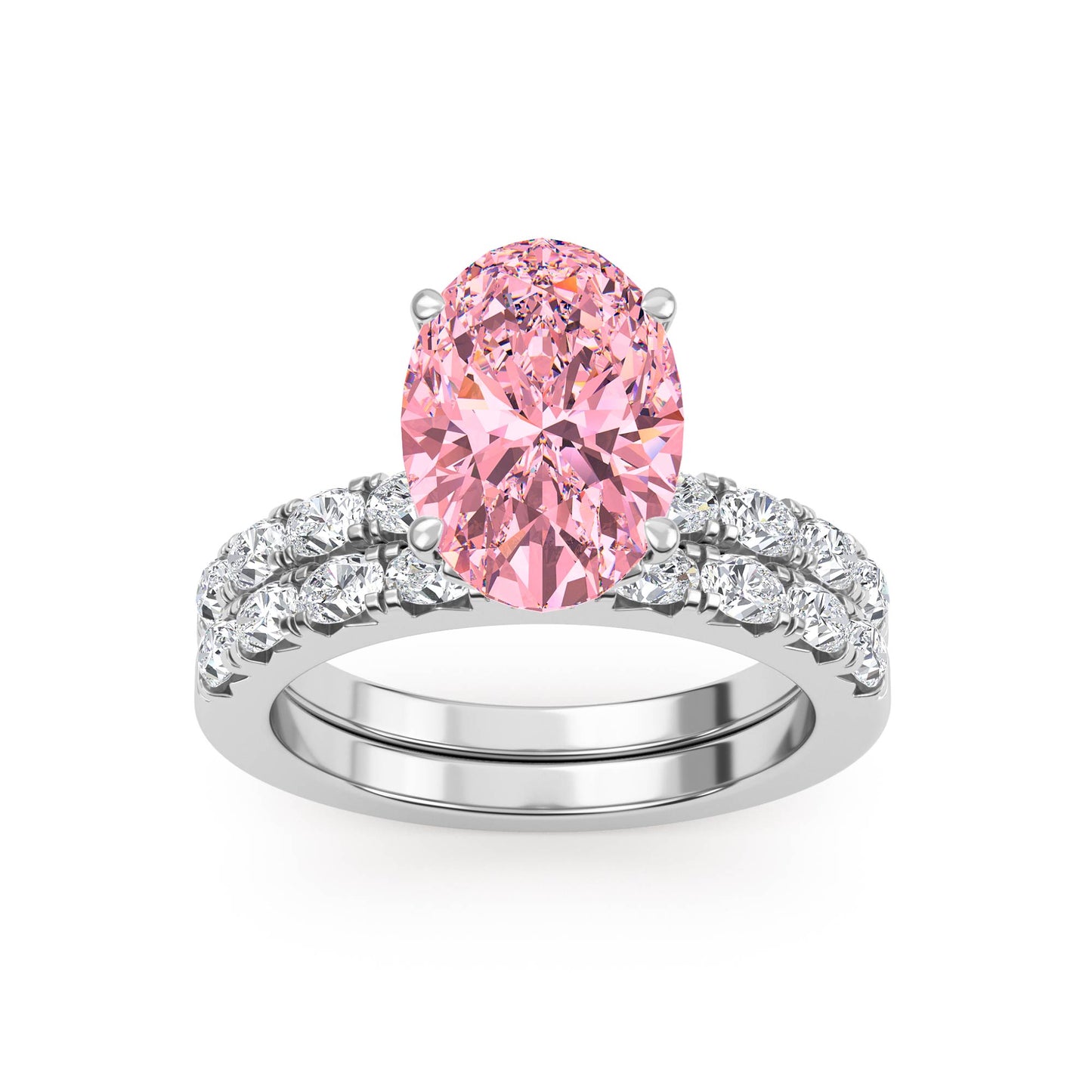 10K White Gold Lab Grown Diamond Engagement Ring 3.66 ctw ER00110OV-3