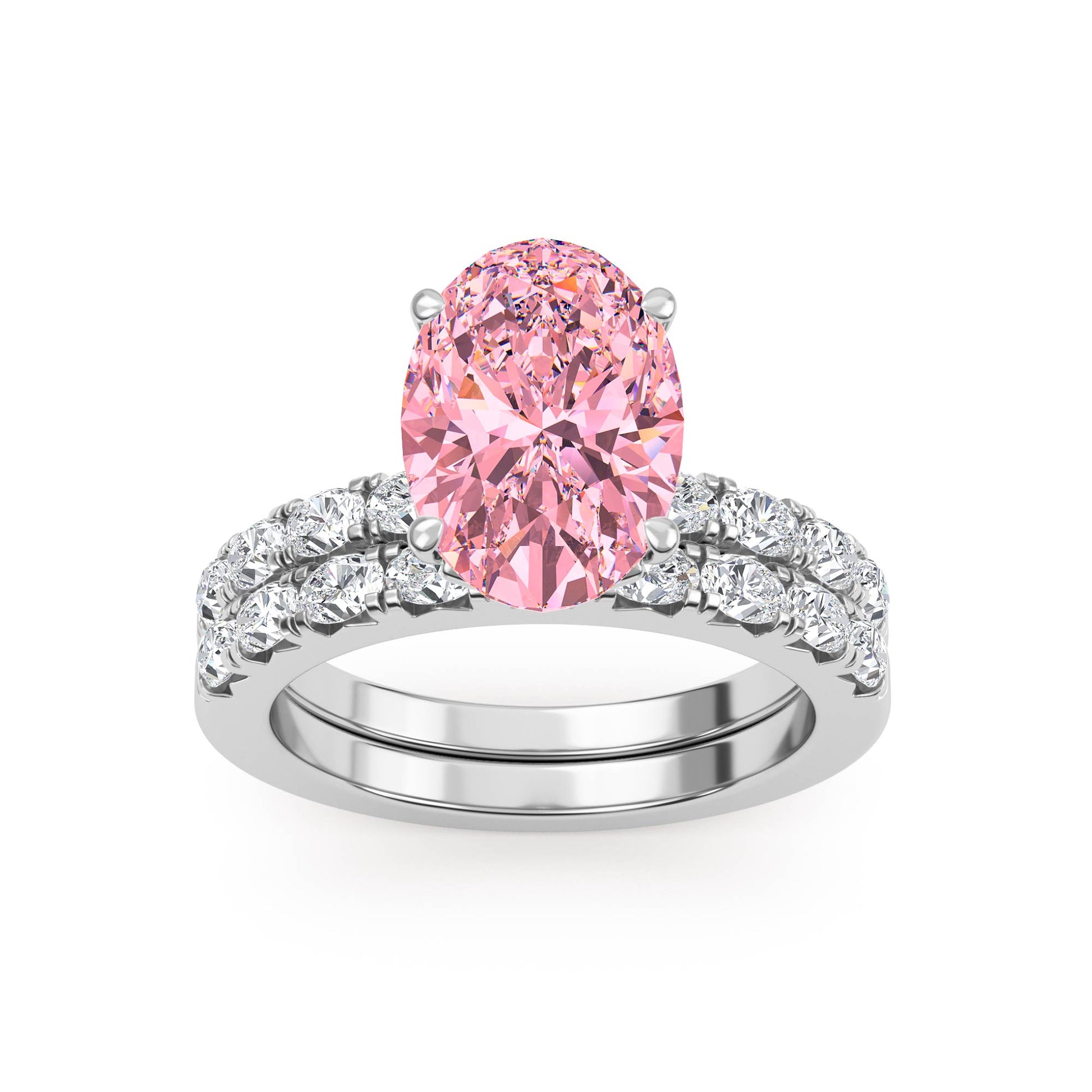 10K White Gold Lab Grown Diamond Engagement Ring 3.66 ctw ER00110OV-3