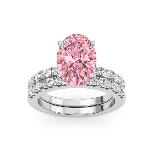 10K White Gold Lab Grown Diamond Engagement Ring 3.66 ctw ER00110OV-3