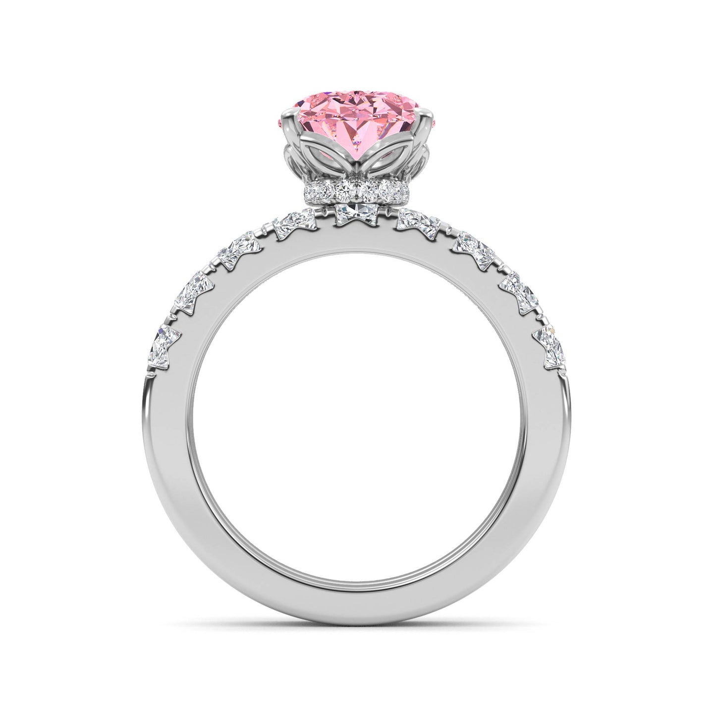 10K White Gold Lab Grown Diamond Engagement Ring 3.66 ctw ER00110OV-3