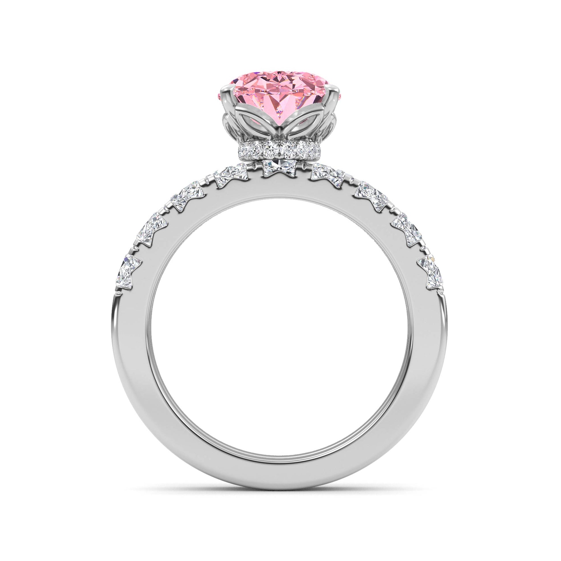 10K White Gold Lab Grown Diamond Engagement Ring 3.66 ctw ER00110OV-3