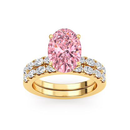 10K Yellow Gold Lab Grown Diamond Engagement Ring 3.66 ctw ER00110OV-3