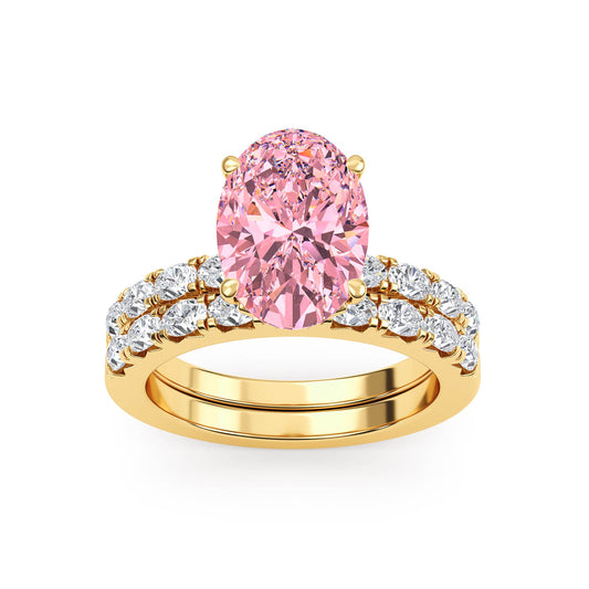 10K Yellow Gold Lab Grown Diamond Engagement Ring 3.66 ctw ER00110OV-3