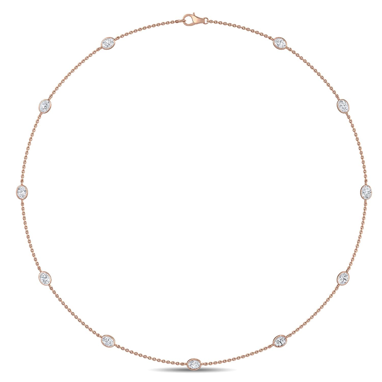 9K Rose Gold Lab Grown Diamond NECKLACE 1.34 ctw N08016OV-1.33CT