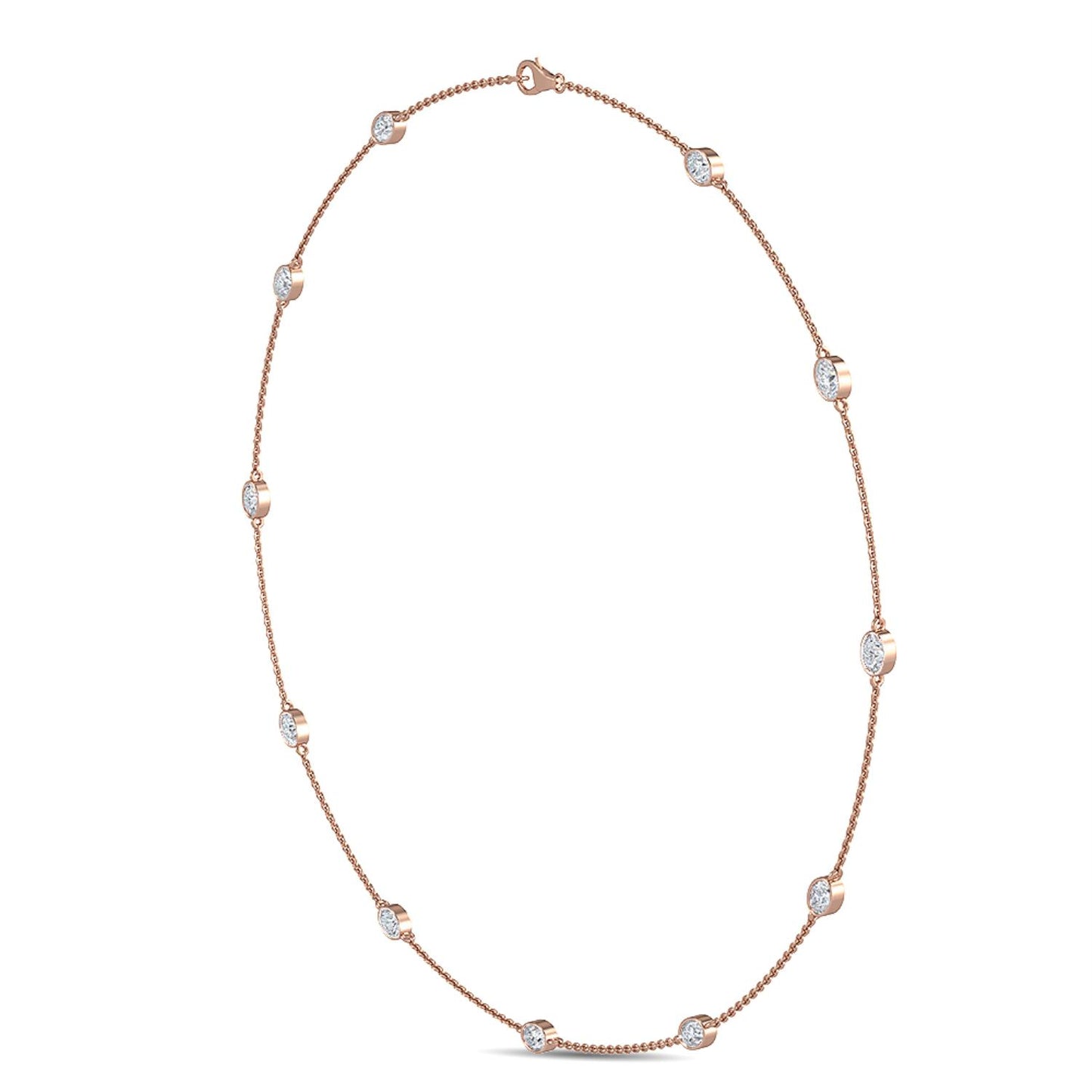 9K Rose Gold Lab Grown Diamond NECKLACE 1.34 ctw N08016OV-1.33CT