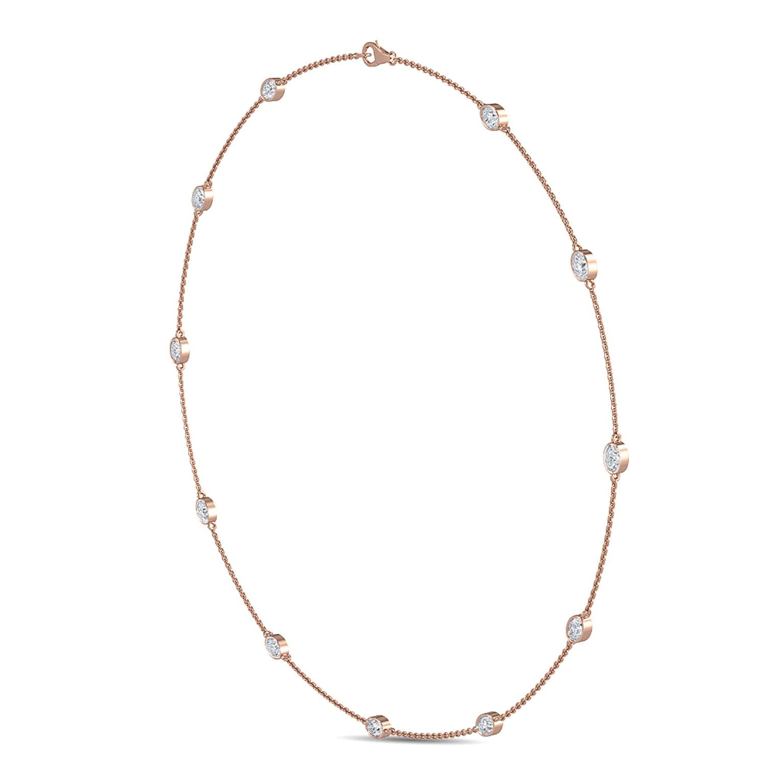 9K Rose Gold Lab Grown Diamond NECKLACE 1.34 ctw N08016OV-1.33CT