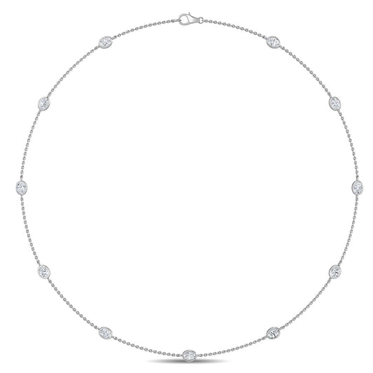 9K White Gold Lab Grown Diamond NECKLACE 1.34 ctw N08016OV-1.33CT