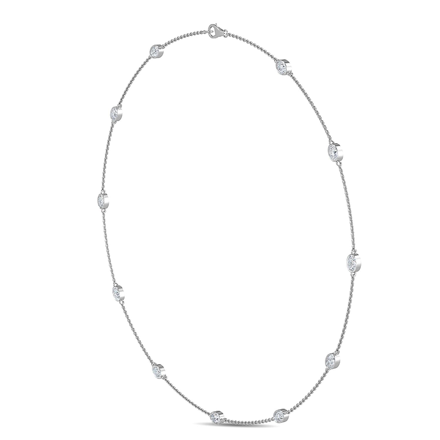 9K White Gold Lab Grown Diamond NECKLACE 1.34 ctw N08016OV-1.33CT