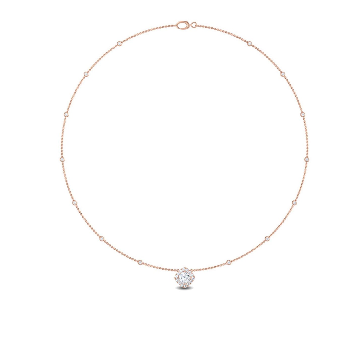 9K Rose Gold Lab Grown Diamond NECKLACE 0.62 ctw N08026-1.15CT