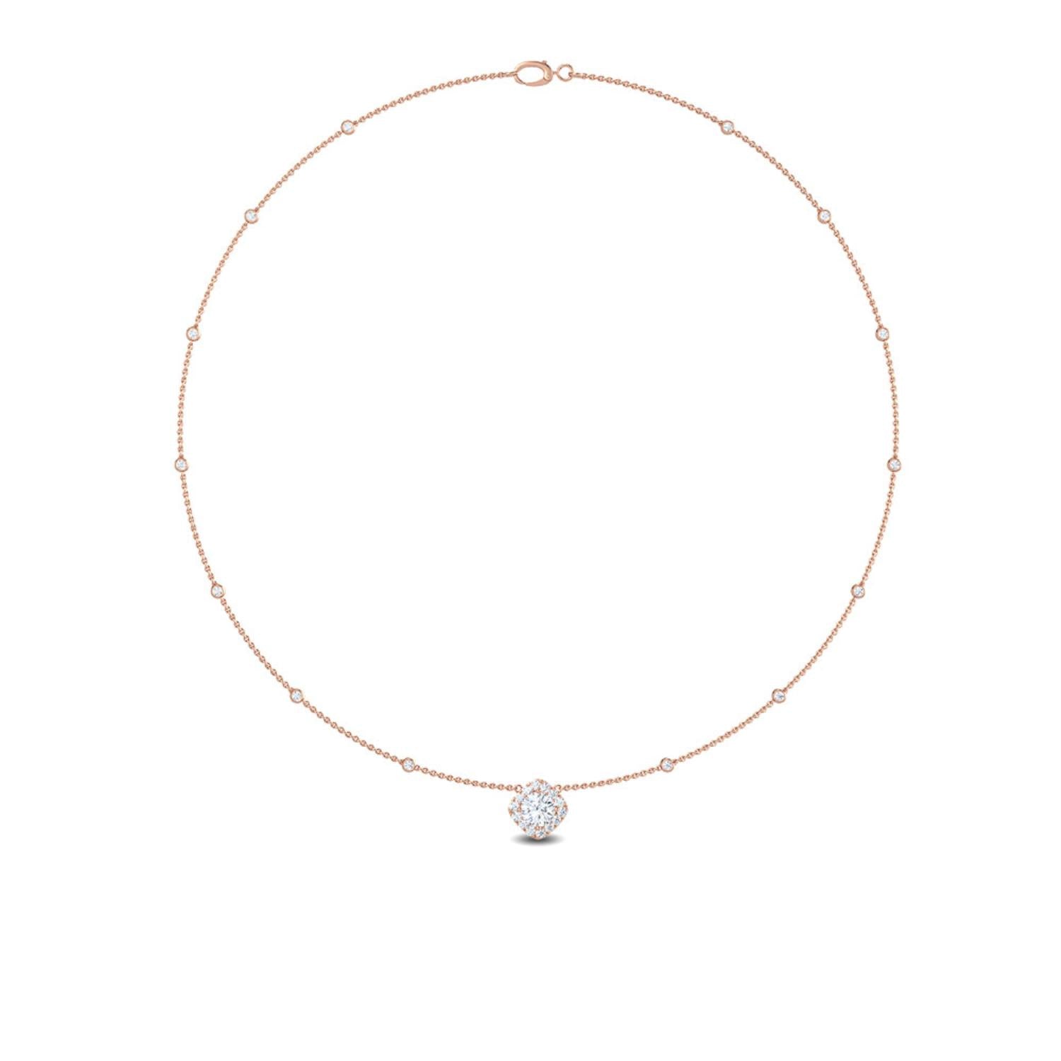 9K Rose Gold Lab Grown Diamond NECKLACE 0.62 ctw N08026-1.15CT
