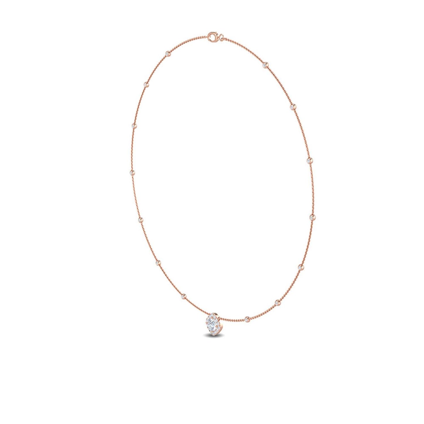 9K Rose Gold Lab Grown Diamond NECKLACE 0.62 ctw N08026-1.15CT