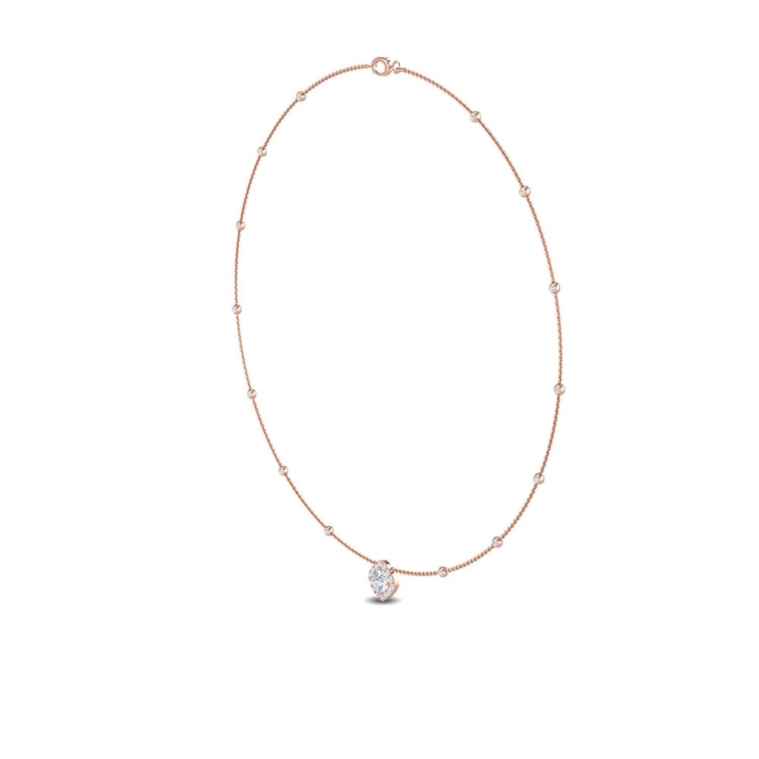 9K Rose Gold Lab Grown Diamond NECKLACE 0.62 ctw N08026-1.15CT