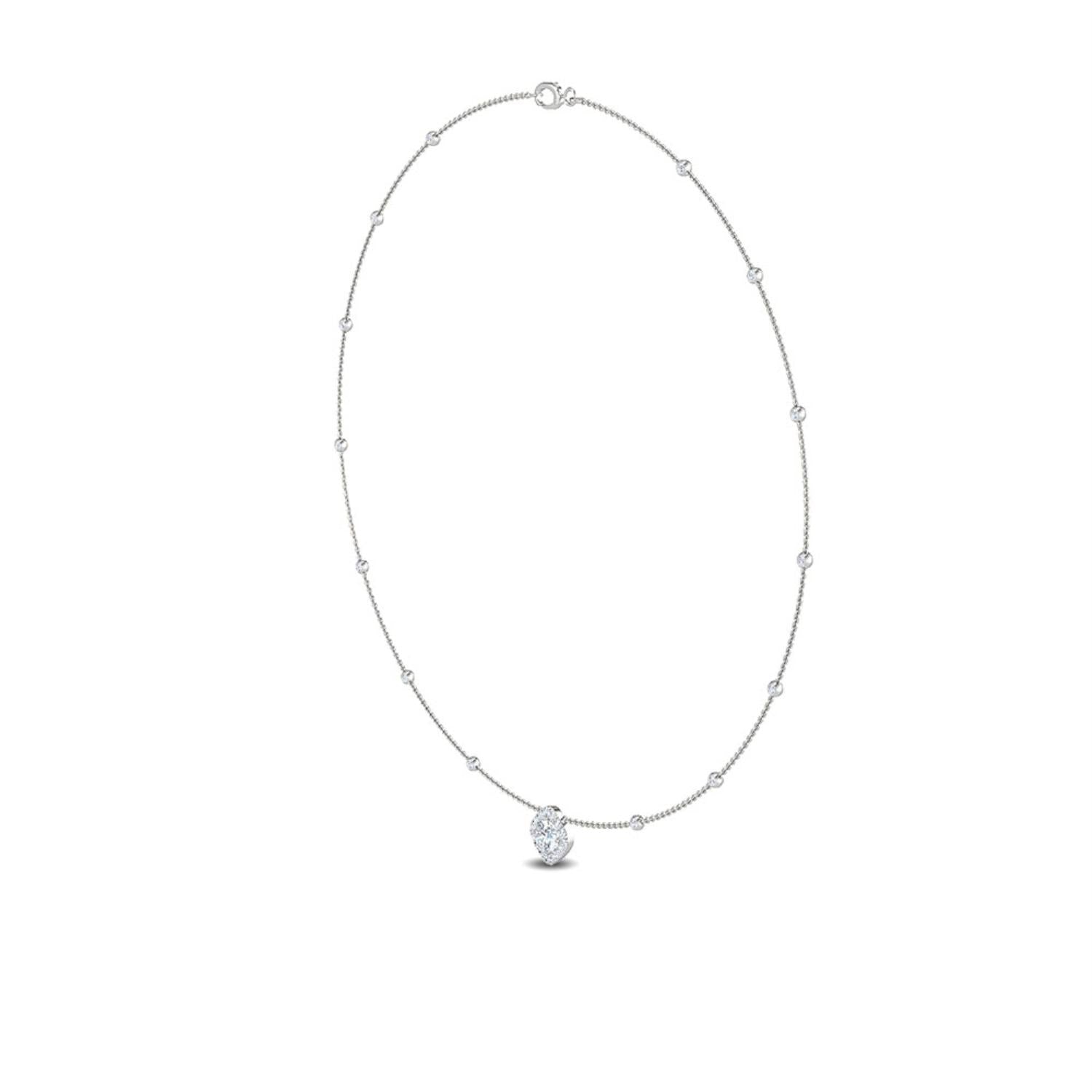 9K White Gold Lab Grown Diamond NECKLACE 0.62 ctw N08026-1.15CT