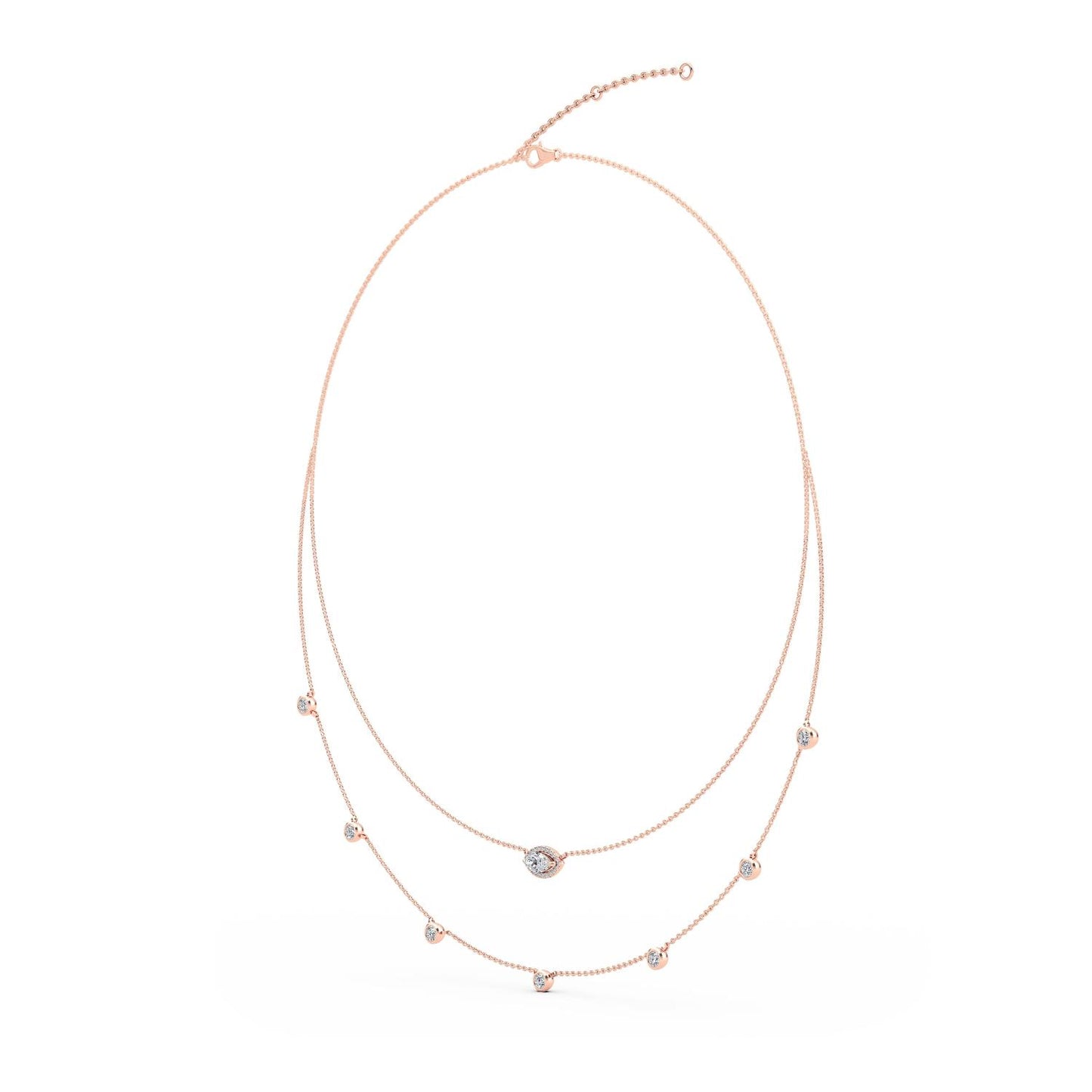 9K Rose Gold Lab Grown Diamond NECKLACE 1.14 ctw N08234-1.15CT-18IN